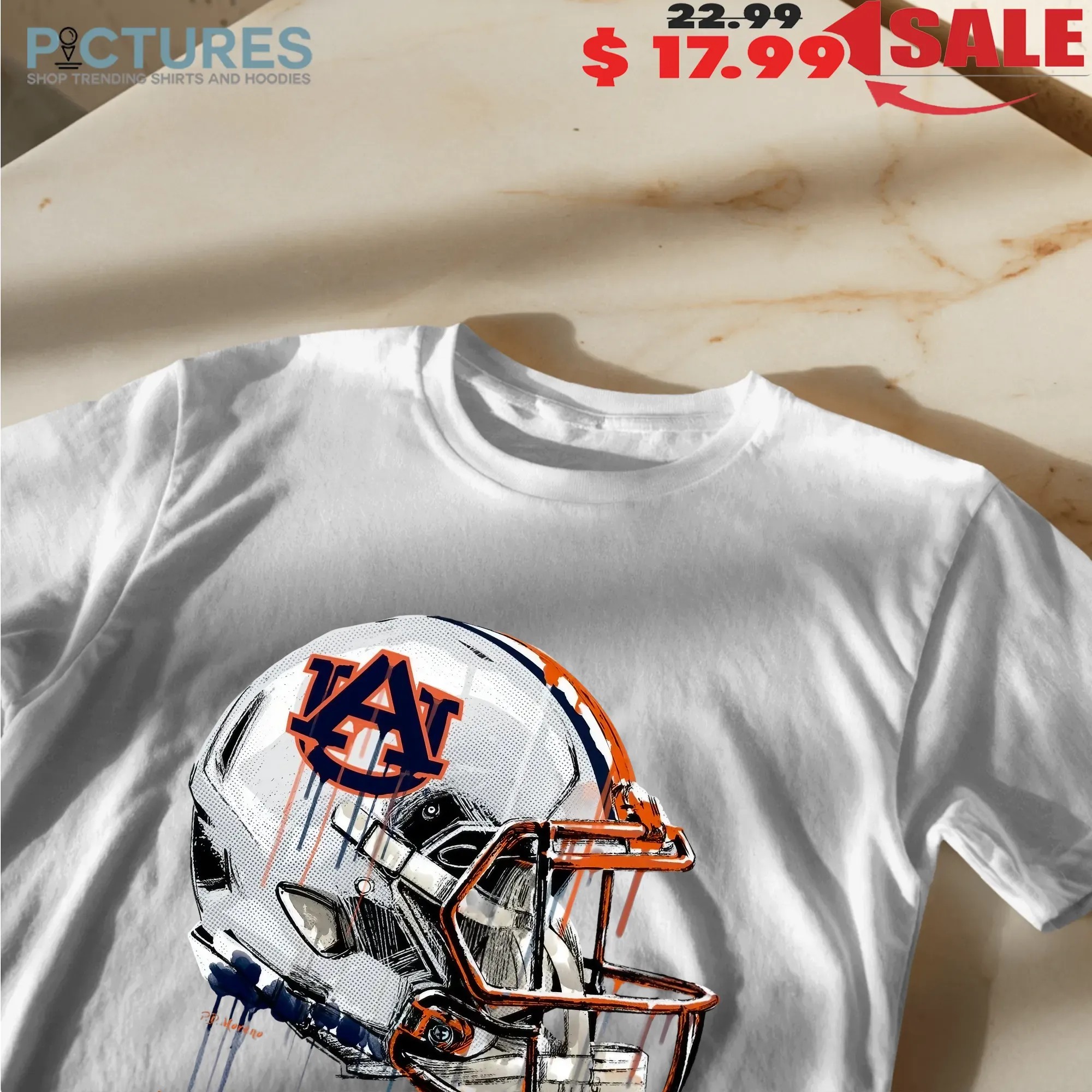 Auburn University Tigers Original Dripping Football Helmet Vintage T Shirt