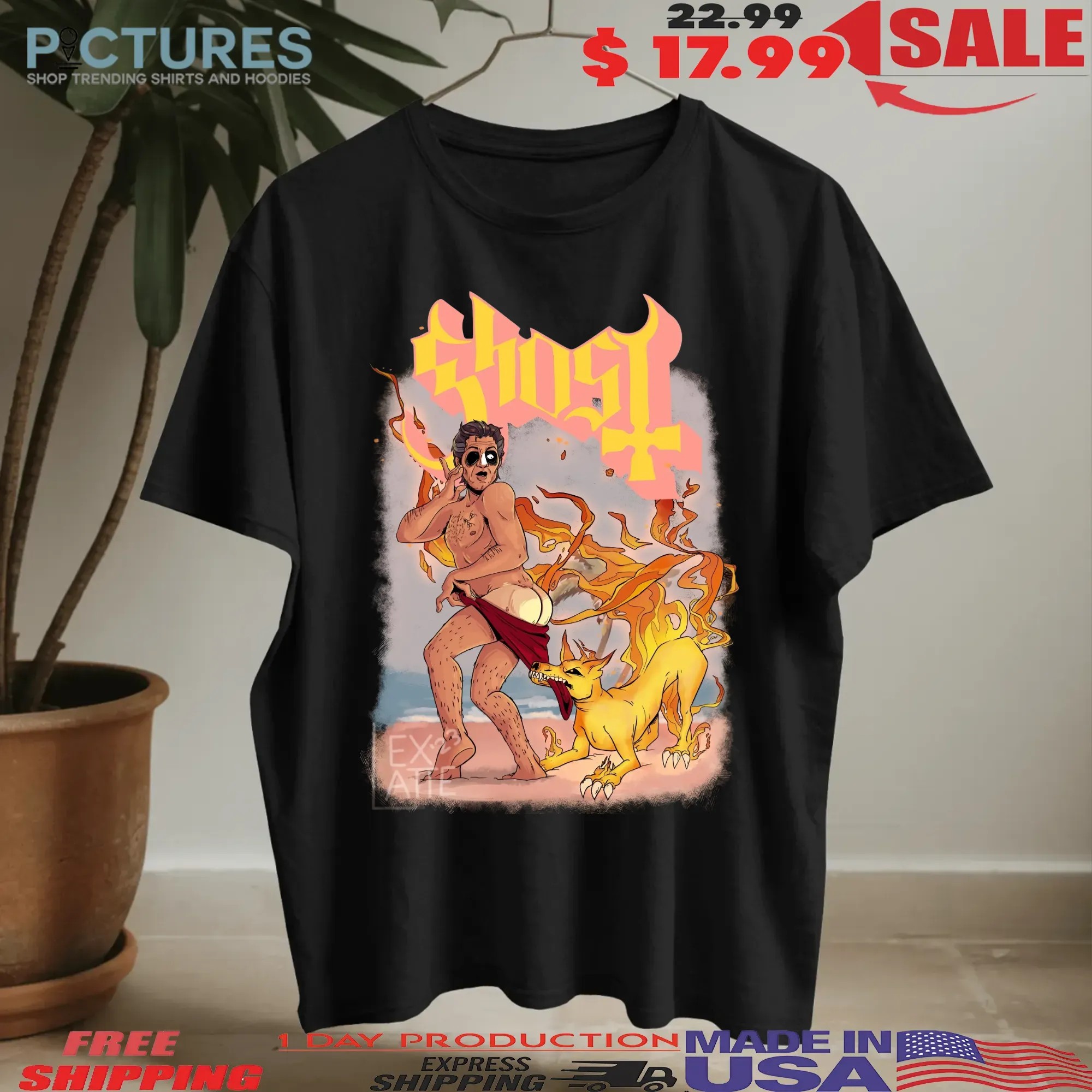 Band Ghost Papa Emeritus Iv Pants Pulled Down Hellhound Meme T Shirt