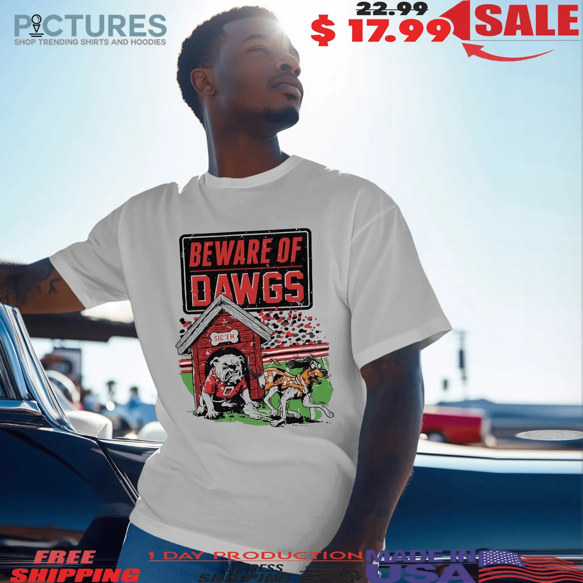 Beware Of Dawgs Sic 'Em Georgia Vs Tennessee Mascot T Shirt