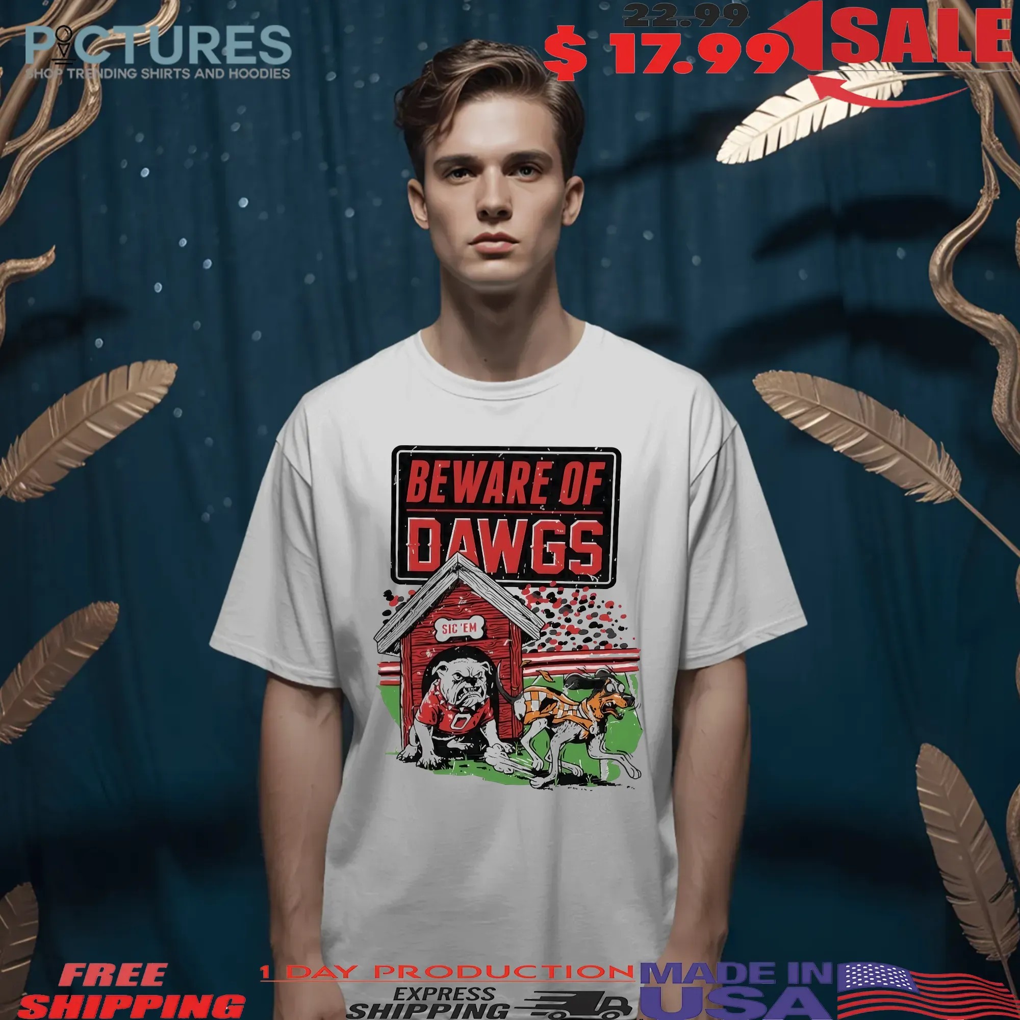 Beware Of Dawgs Sic 'Em Georgia Vs Tennessee Mascot T Shirt