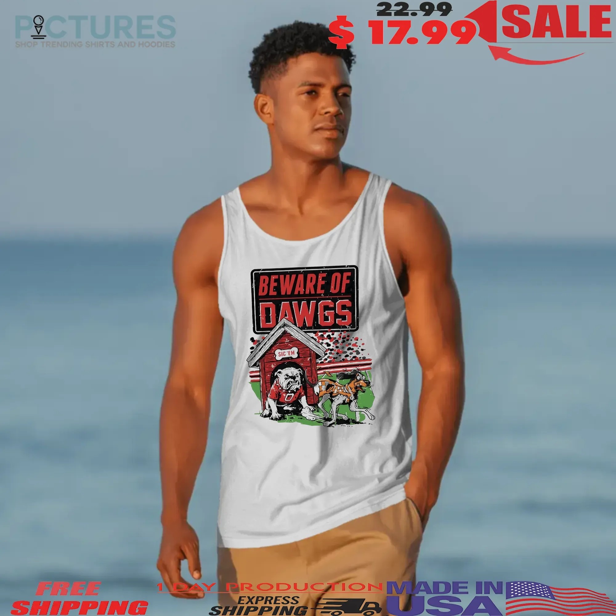 Beware Of Dawgs Sic 'Em Georgia Vs Tennessee Mascot T Shirt