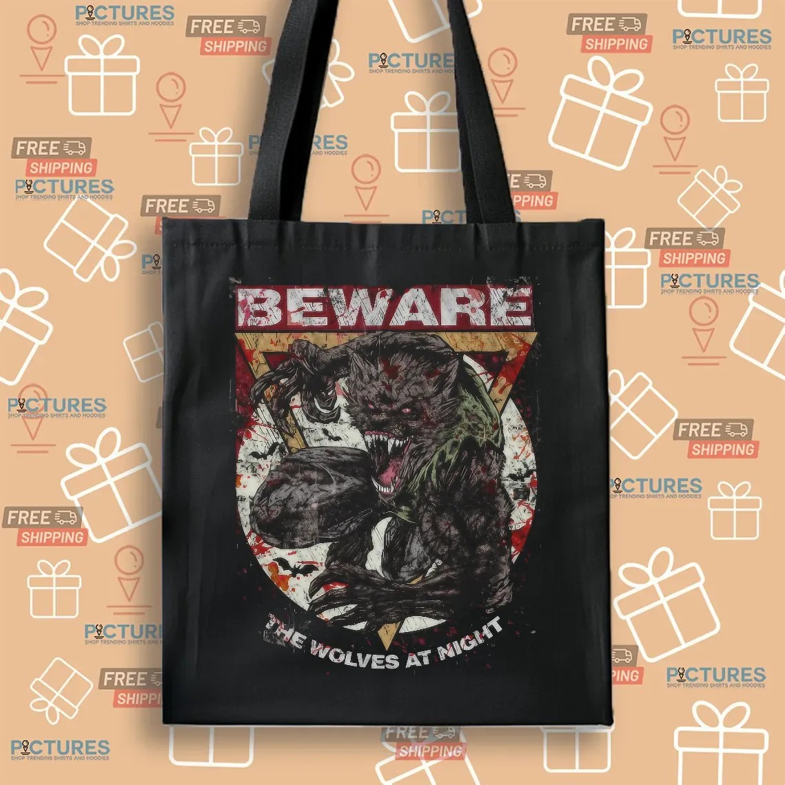 Beware The Wolves At Night Vintage T Shirt