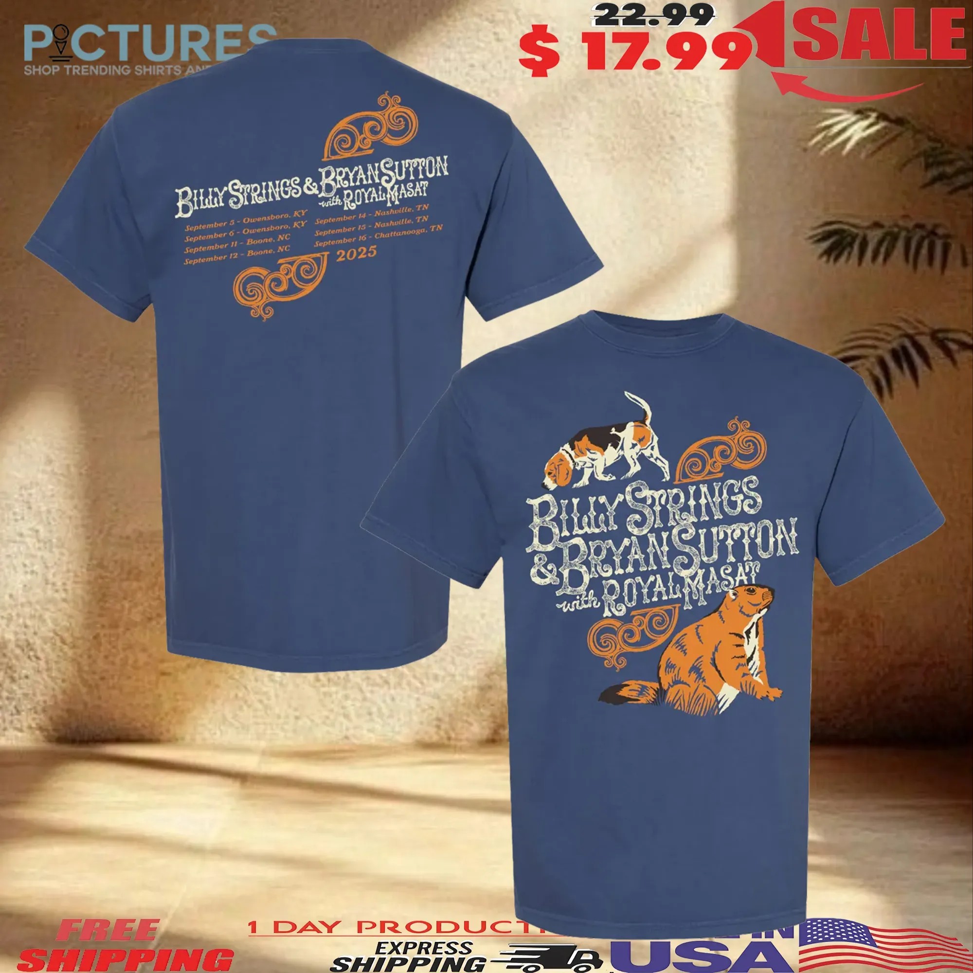 Billy Strings And Bryan Sutton Royal Masat Groundhog With Dates Travis Bone 2025 T Shirt