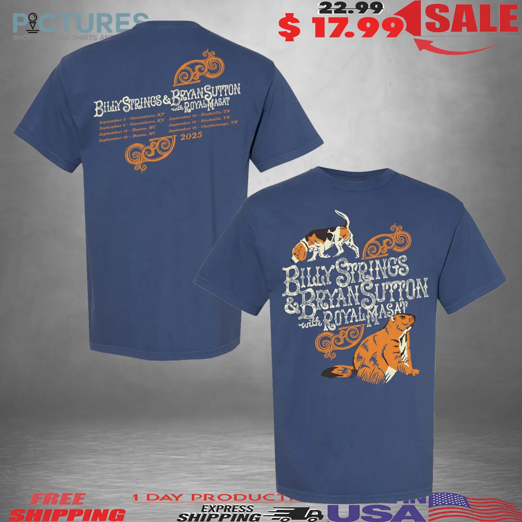 Billy Strings And Bryan Sutton Royal Masat Groundhog With Dates Travis Bone 2025 T Shirt