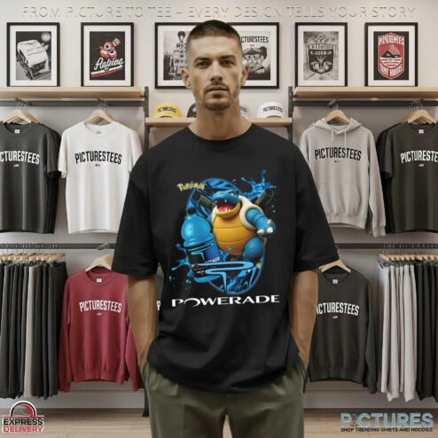 Blastoise Pokémon Powerade Retro Gaming and Sports Energy Mashup T Shirt