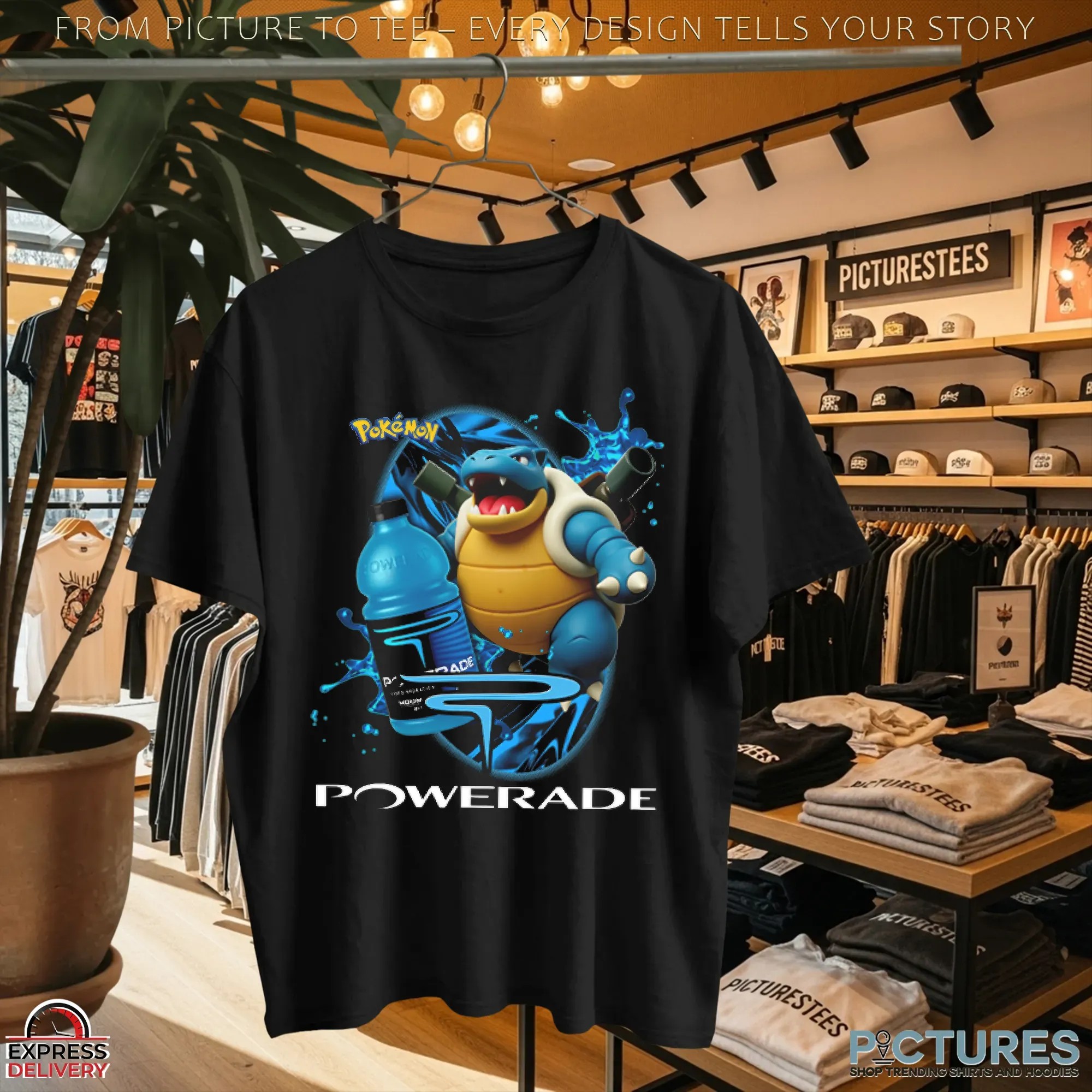 Blastoise Pokémon Powerade Retro Gaming and Sports Energy Mashup T Shirt