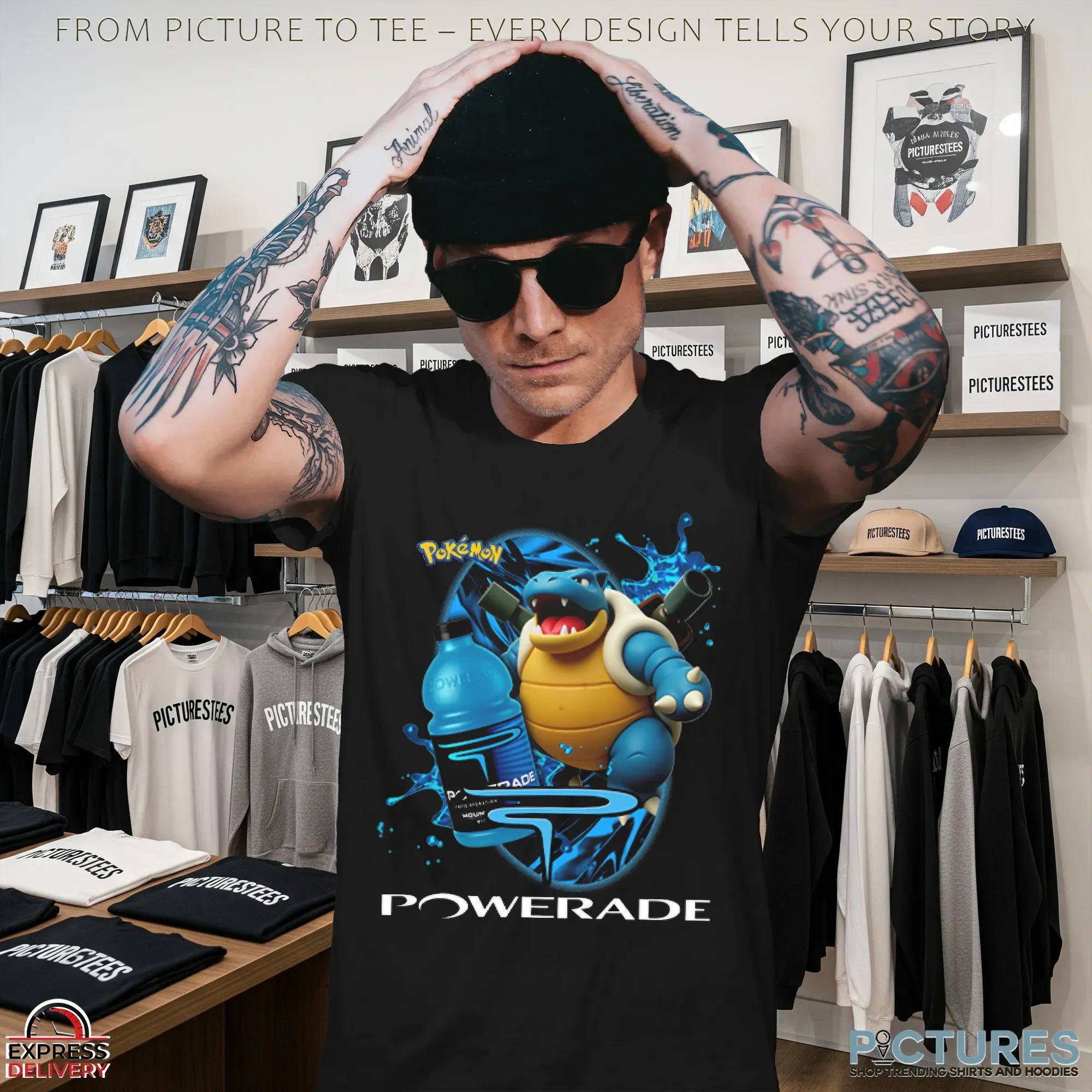 Blastoise Pokémon Powerade Retro Gaming and Sports Energy Mashup T Shirt