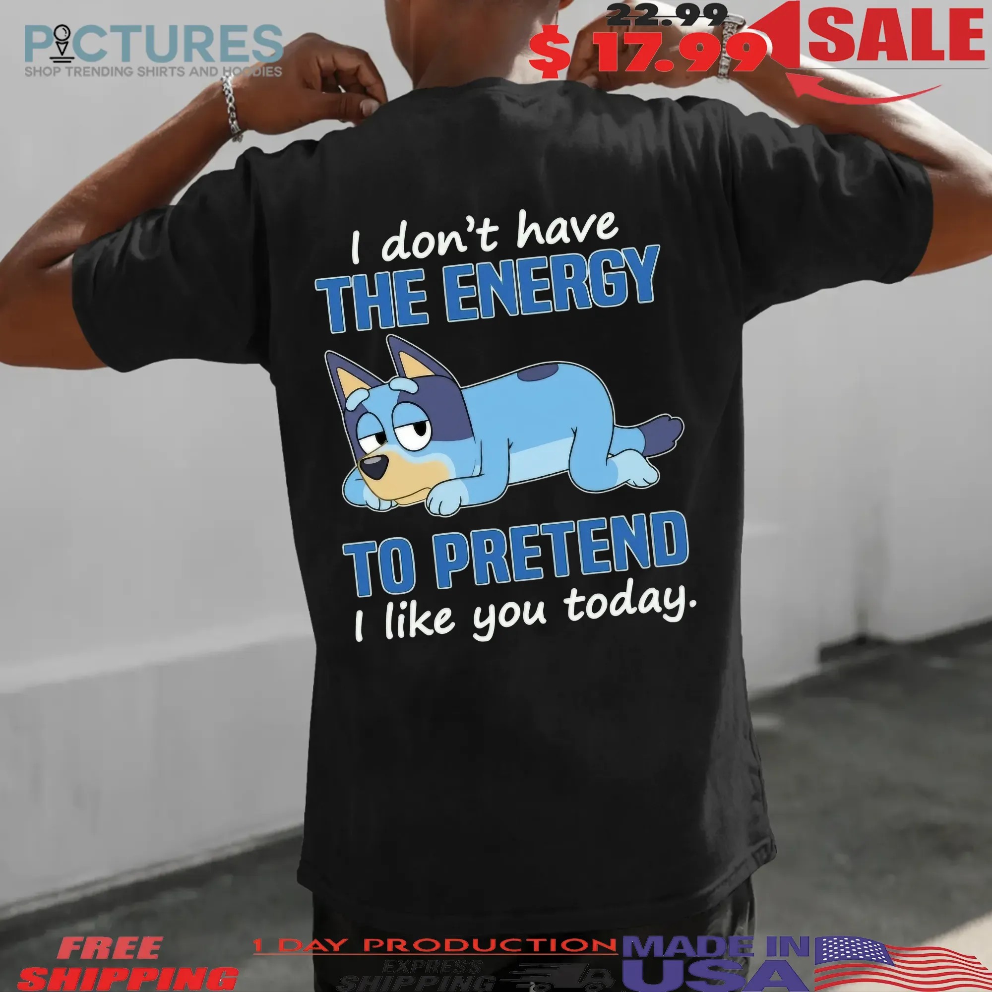 Bluey I Don't Have The Energy To Pretend I Like You Today T Shirt