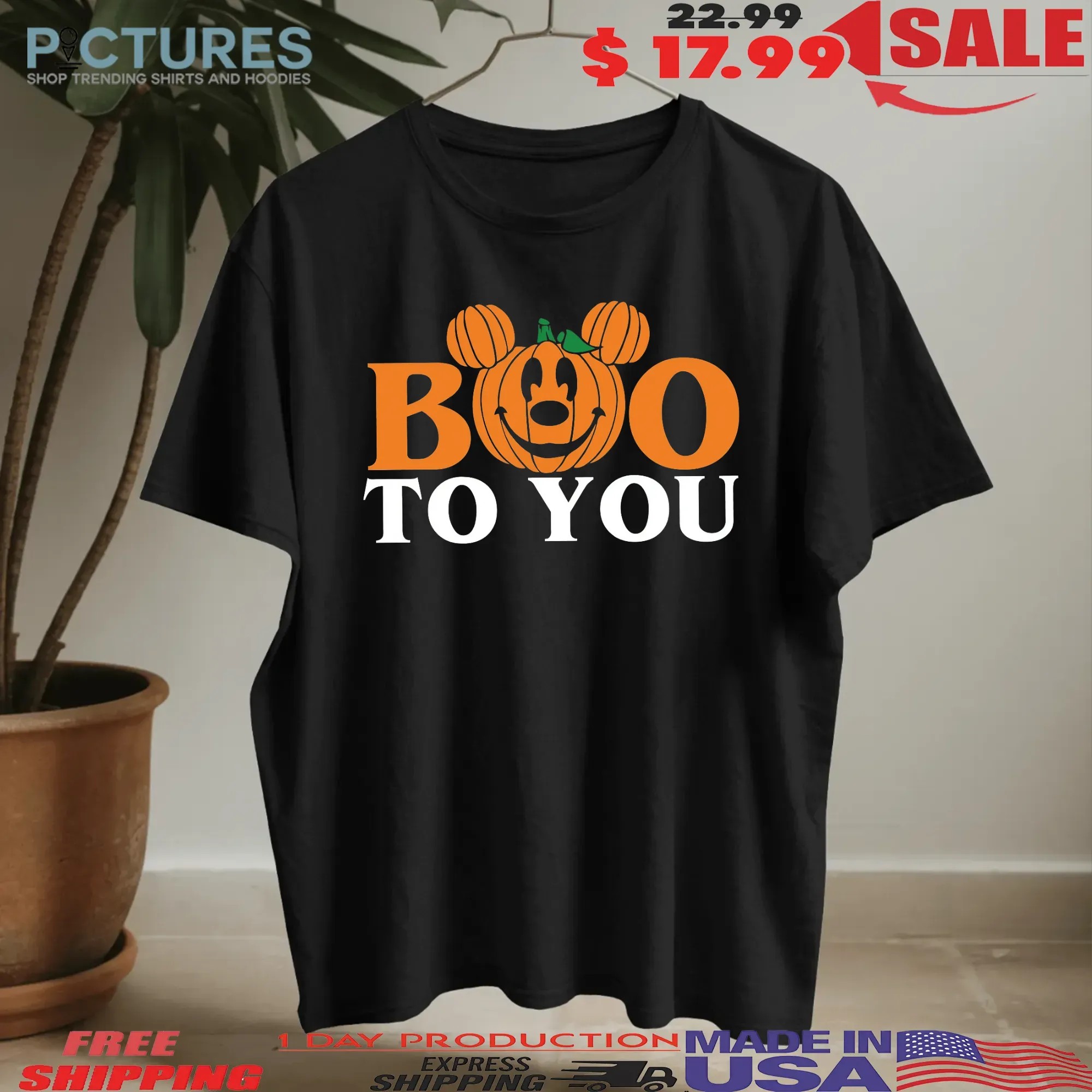 Boo to You Disney Mickey Pumpkin Halloween T Shirt