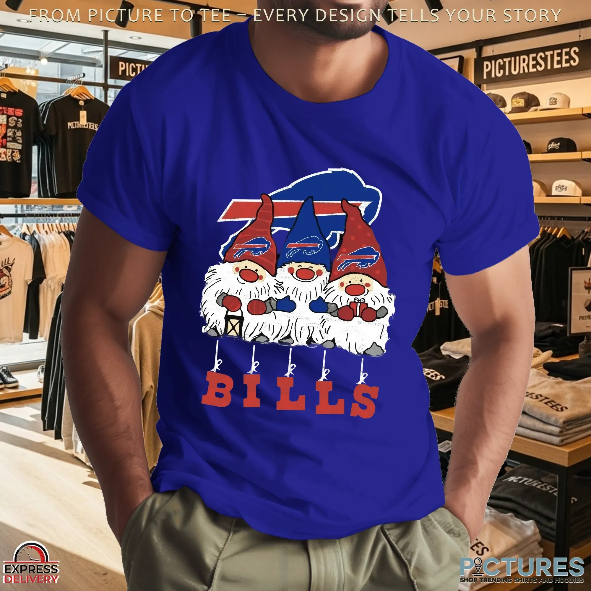 Buffalo Bills Christmas Gnomes Holiday NFL Football Fan Graphic T Shirt Buffalo Bills Christmas Gnomes Holiday NFL Football Fan Graphic T Shirt