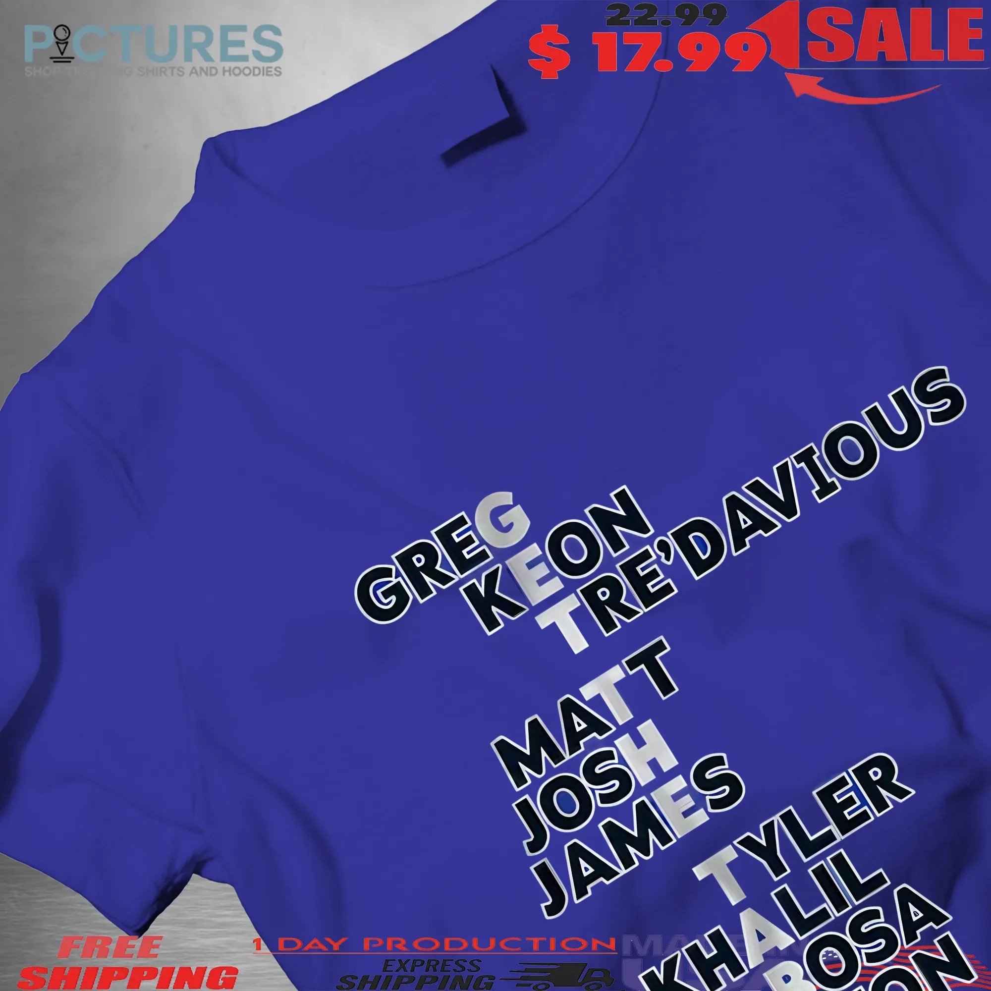 Buffalo Bills Get the Tables Names Player Name Greg Keon Tre'Davious Matt Josh James T Shirt