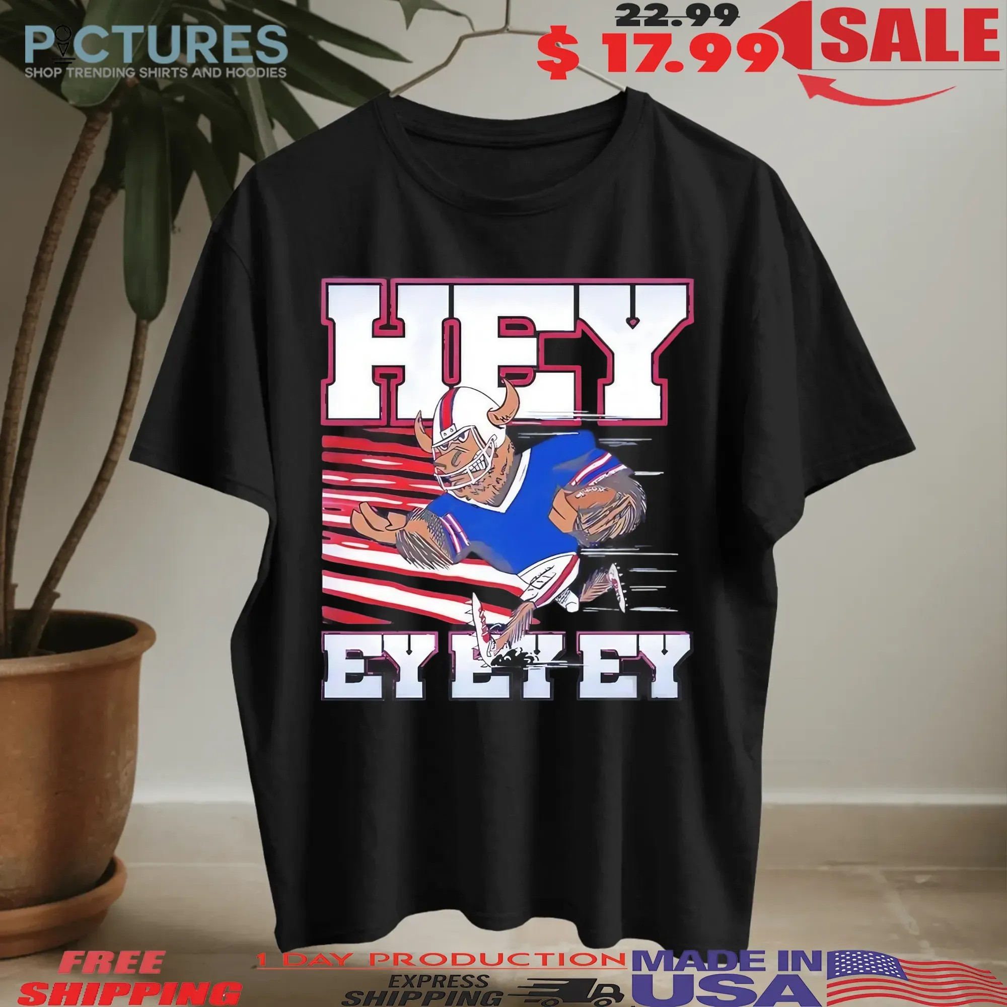 Buffalo Bills Hey Ey Ey Ey Mascot Pose Graphic T Shirt