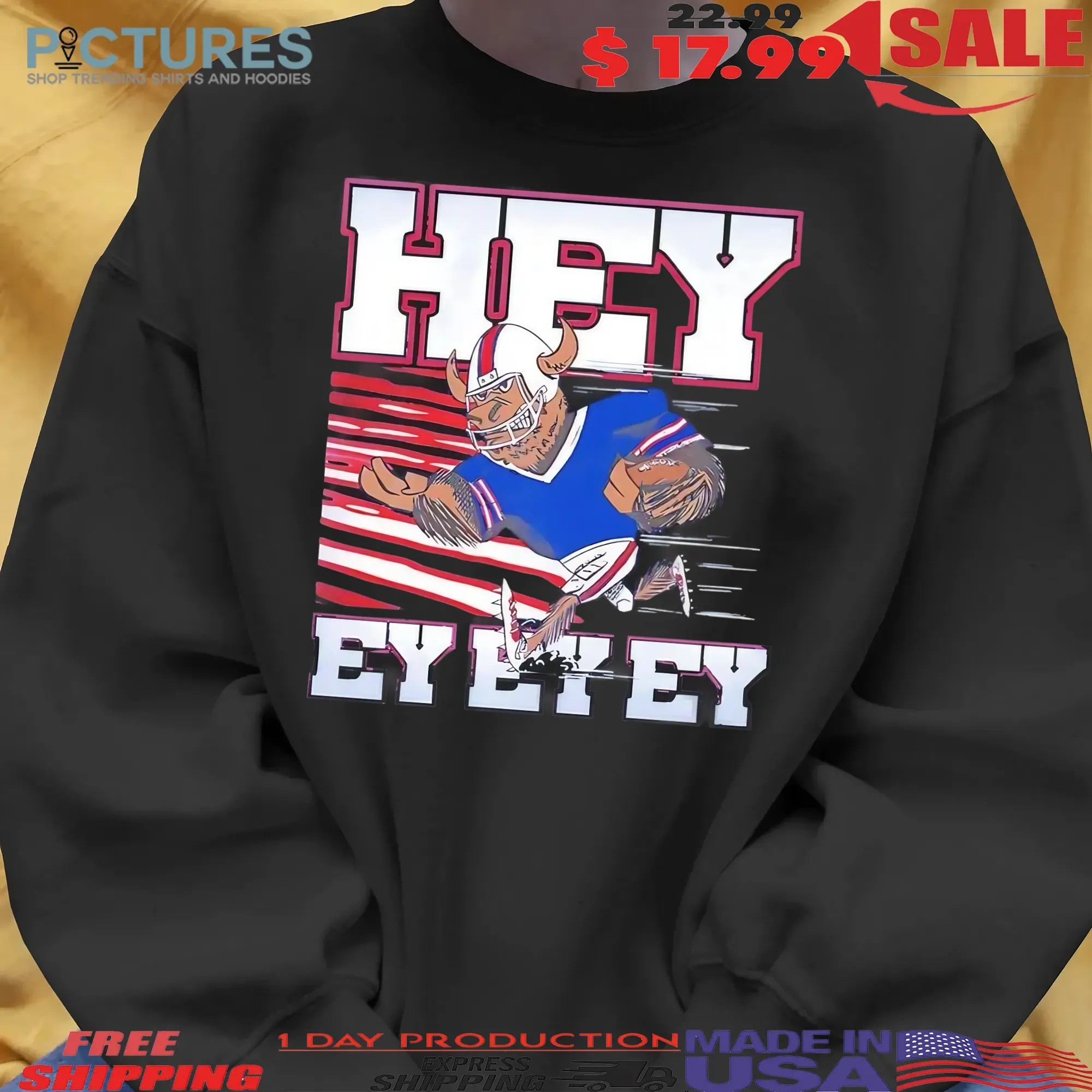 Buffalo Bills Hey Ey Ey Ey Mascot Pose Graphic T Shirt