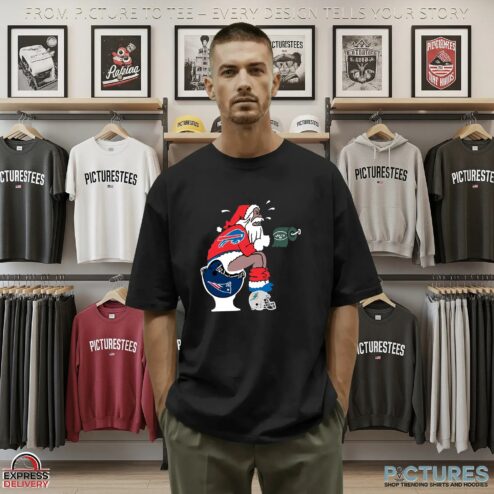 Buffalo Bills Santa Toilet Rivalry NFL Christmas Parody Graphic T Shirt