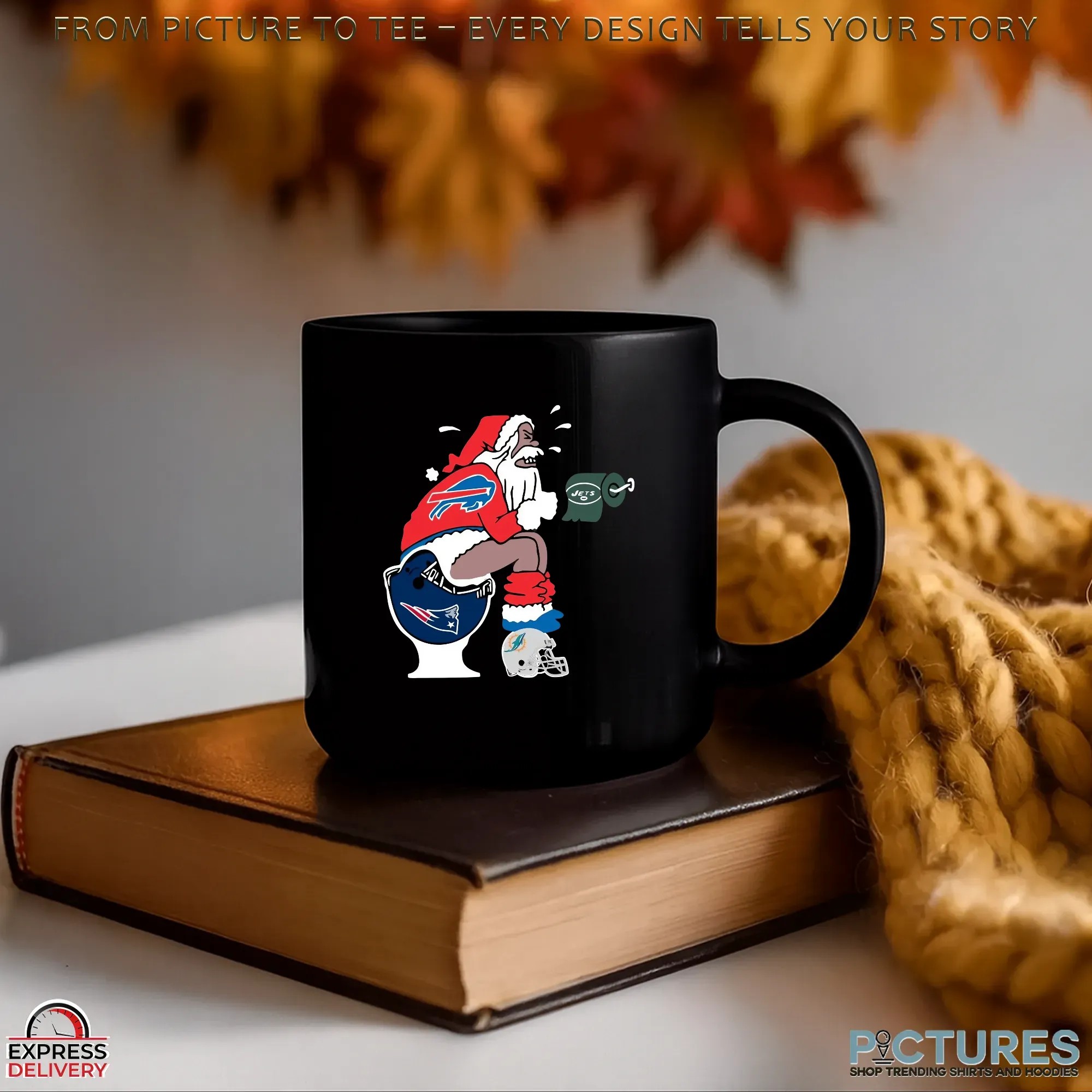 Buffalo Bills Santa Toilet Rivalry NFL Christmas Parody Graphic T Shirt