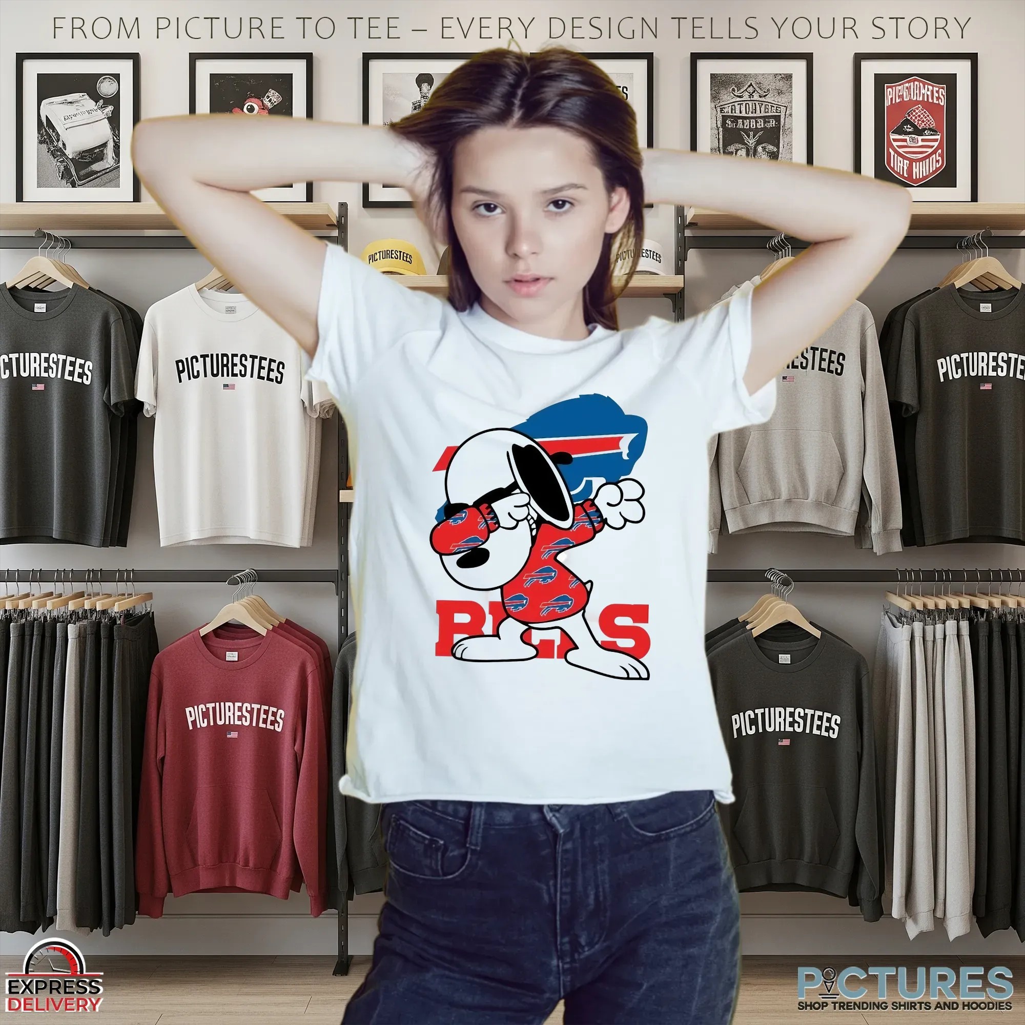 Buffalo Bills Snoopy Dabbing Peanuts NFL Football Fan Graphic T Shirt