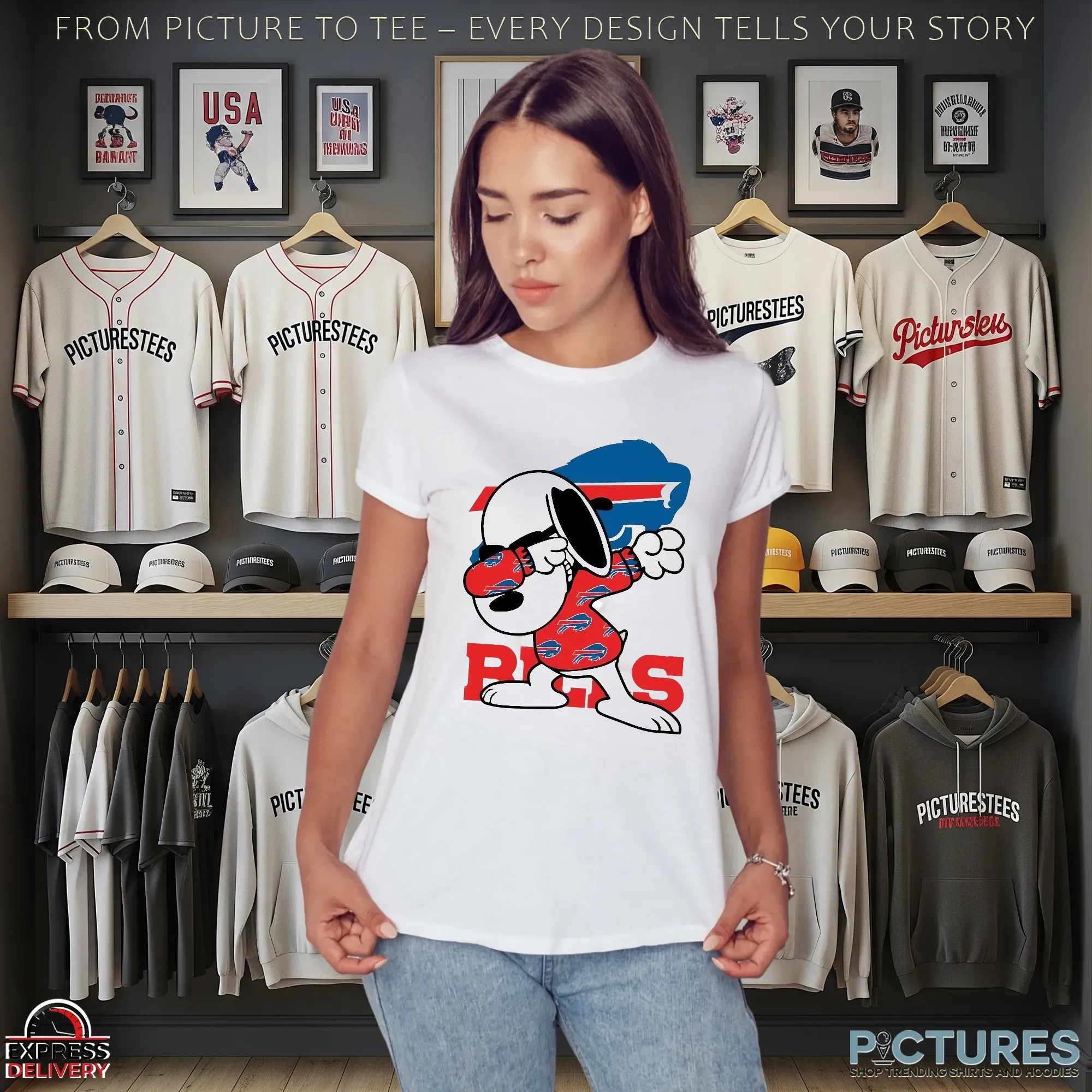 Buffalo Bills Snoopy Dabbing Peanuts NFL Football Fan Graphic T Shirt