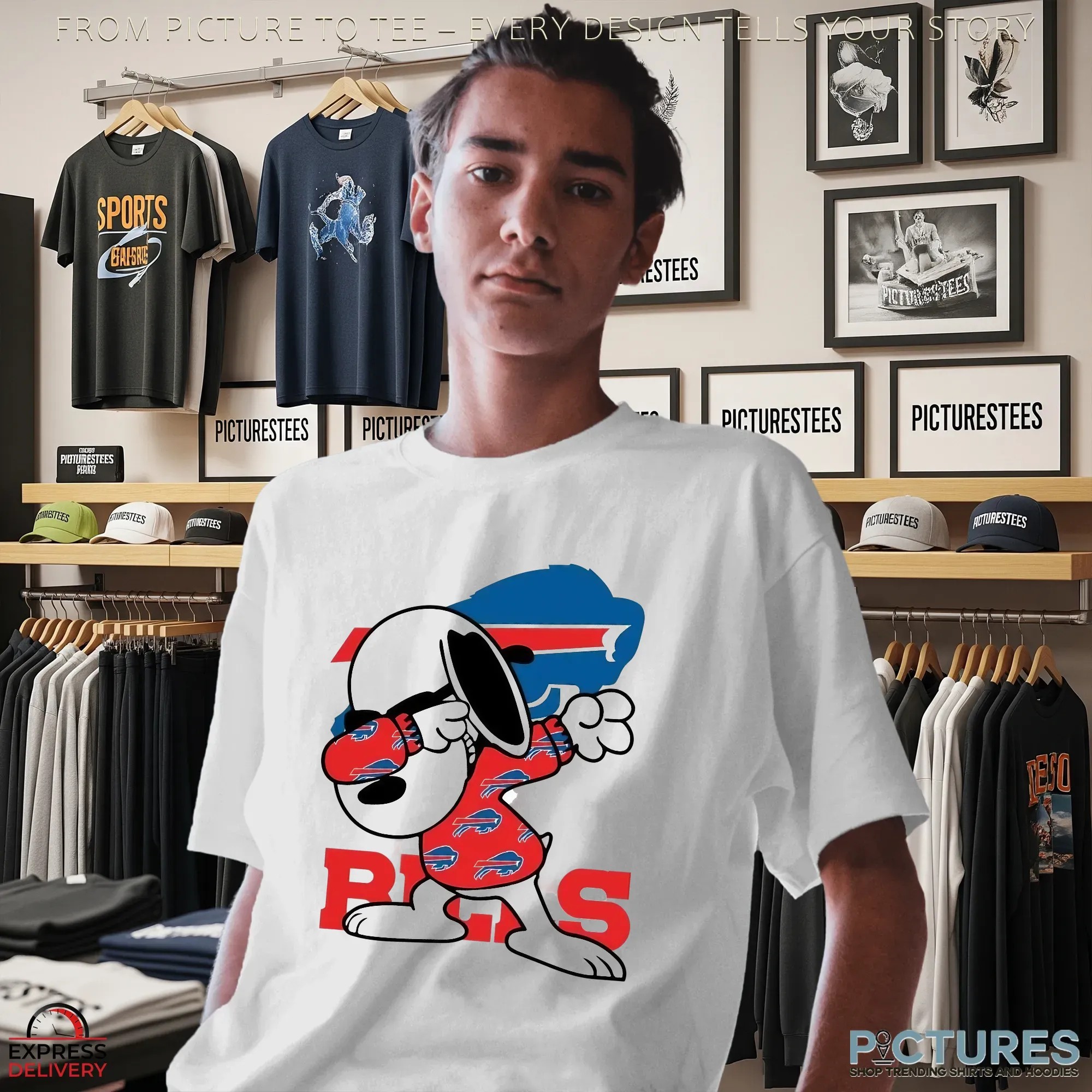 Buffalo Bills Snoopy Dabbing Peanuts NFL Football Fan Graphic T Shirt