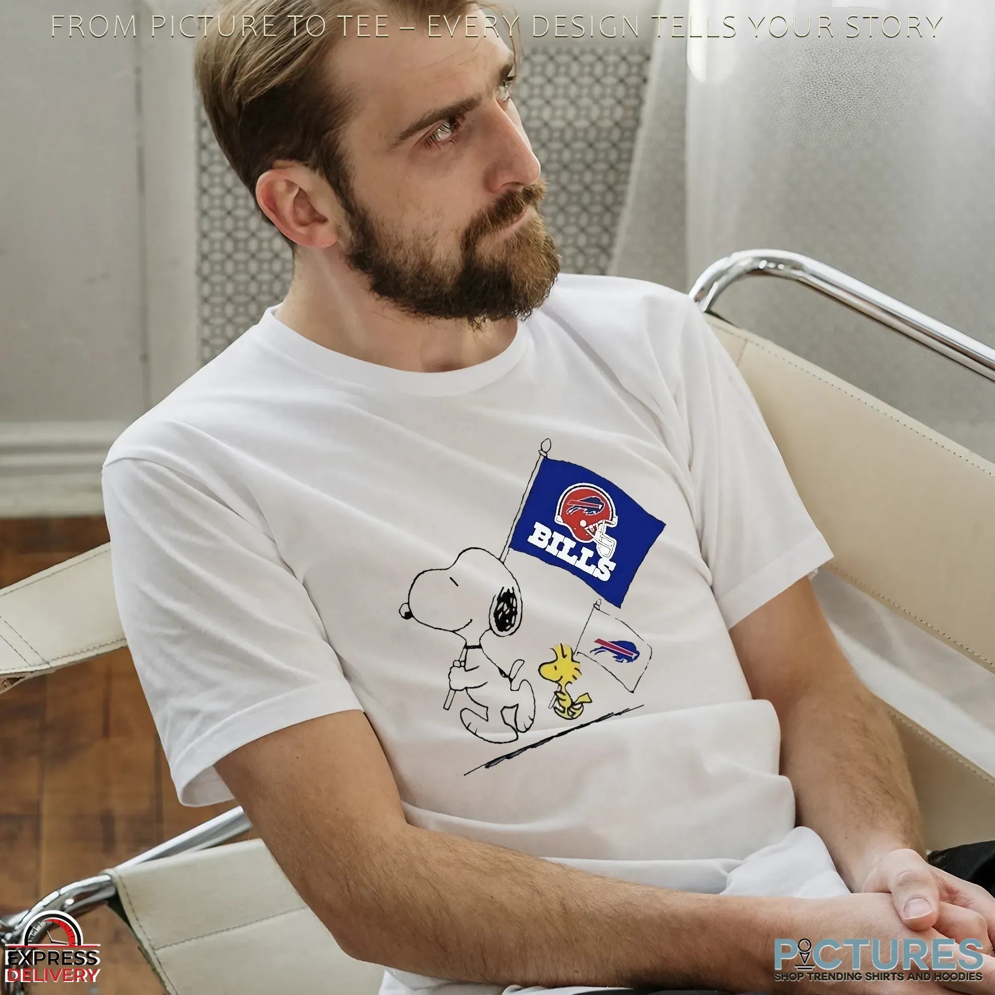 Buffalo Bills Snoopy and Woodstock Peanuts NFL Football Fan Graphic T Shirt