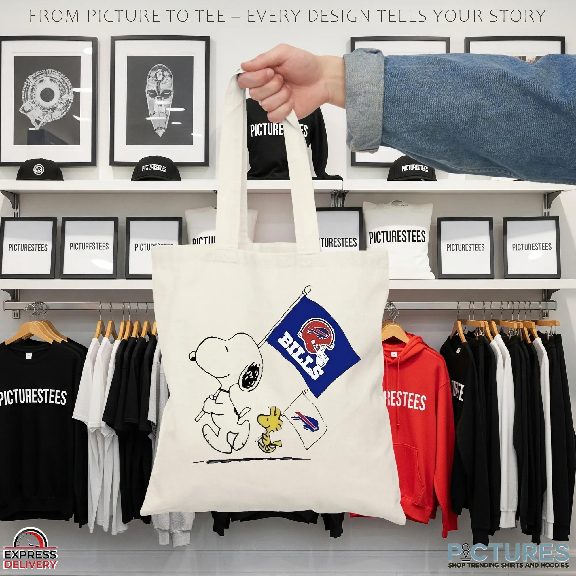 Buffalo Bills Snoopy and Woodstock Peanuts NFL Football Fan Graphic T Shirt