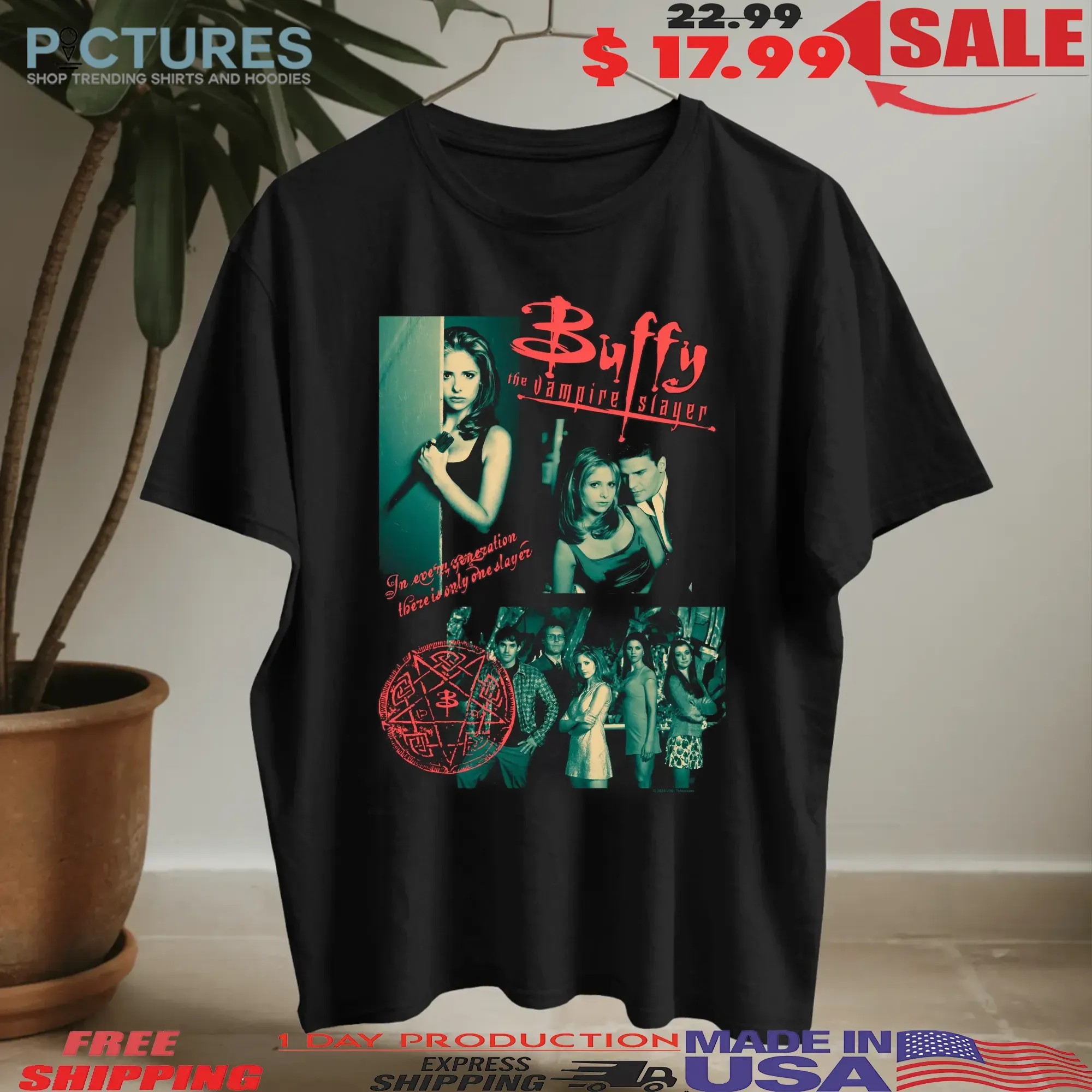 Buffy The Vampire Slayer Collage There Is Only One Slayer Horror Halloween T Shirt