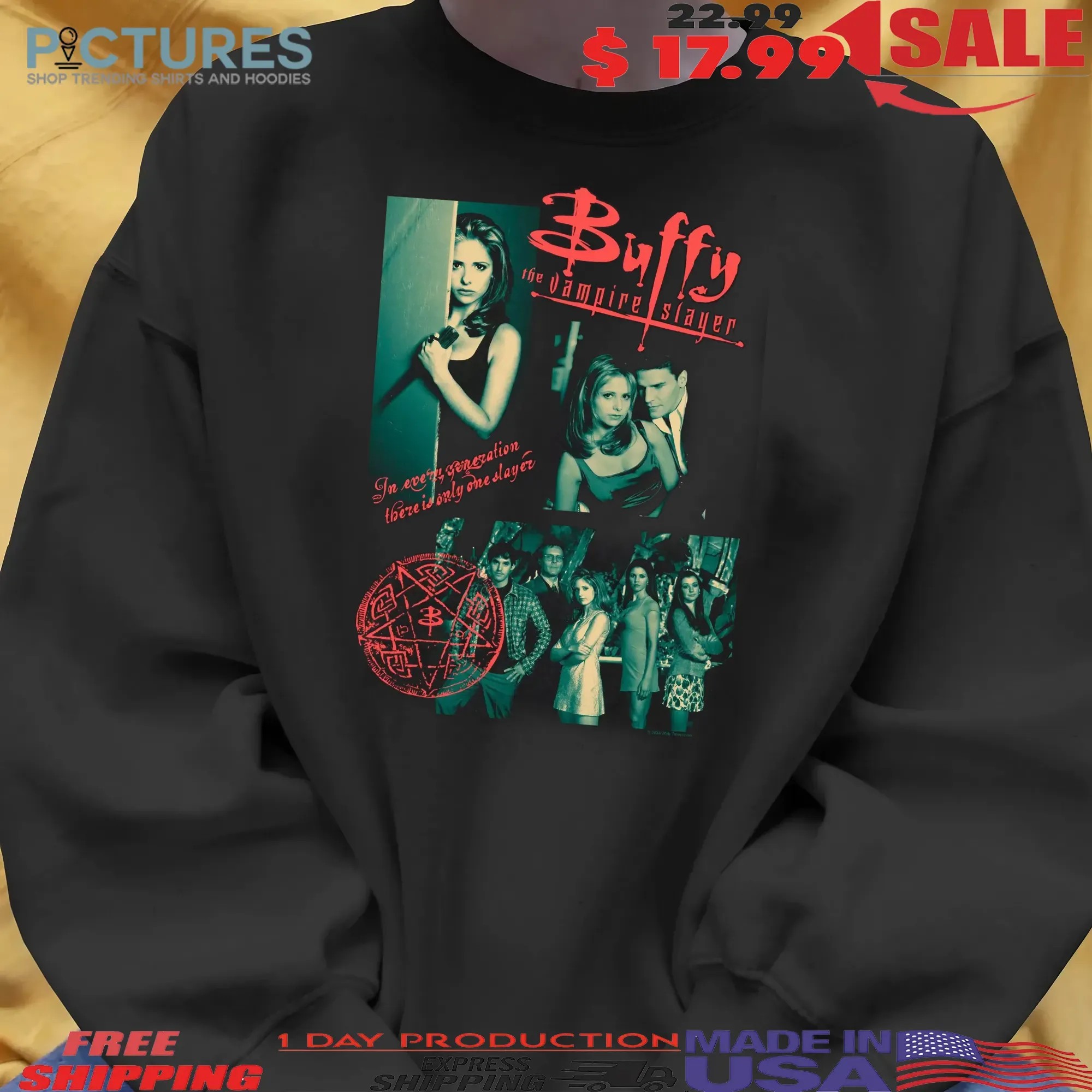 Buffy The Vampire Slayer Collage There Is Only One Slayer Horror Halloween T Shirt
