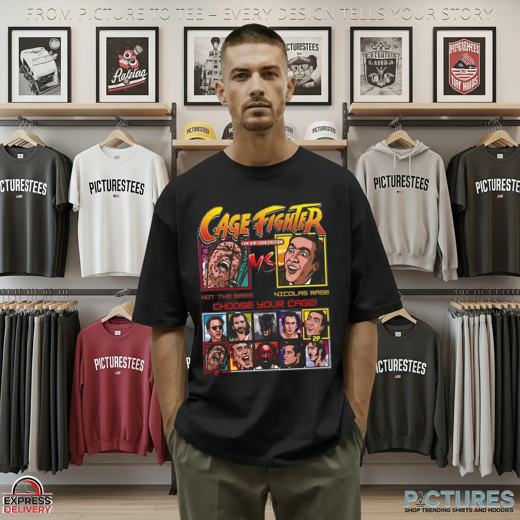 Cage Fighter Not The Bee Vs Nicolas Cage Retro Gaming Movie T Shirt