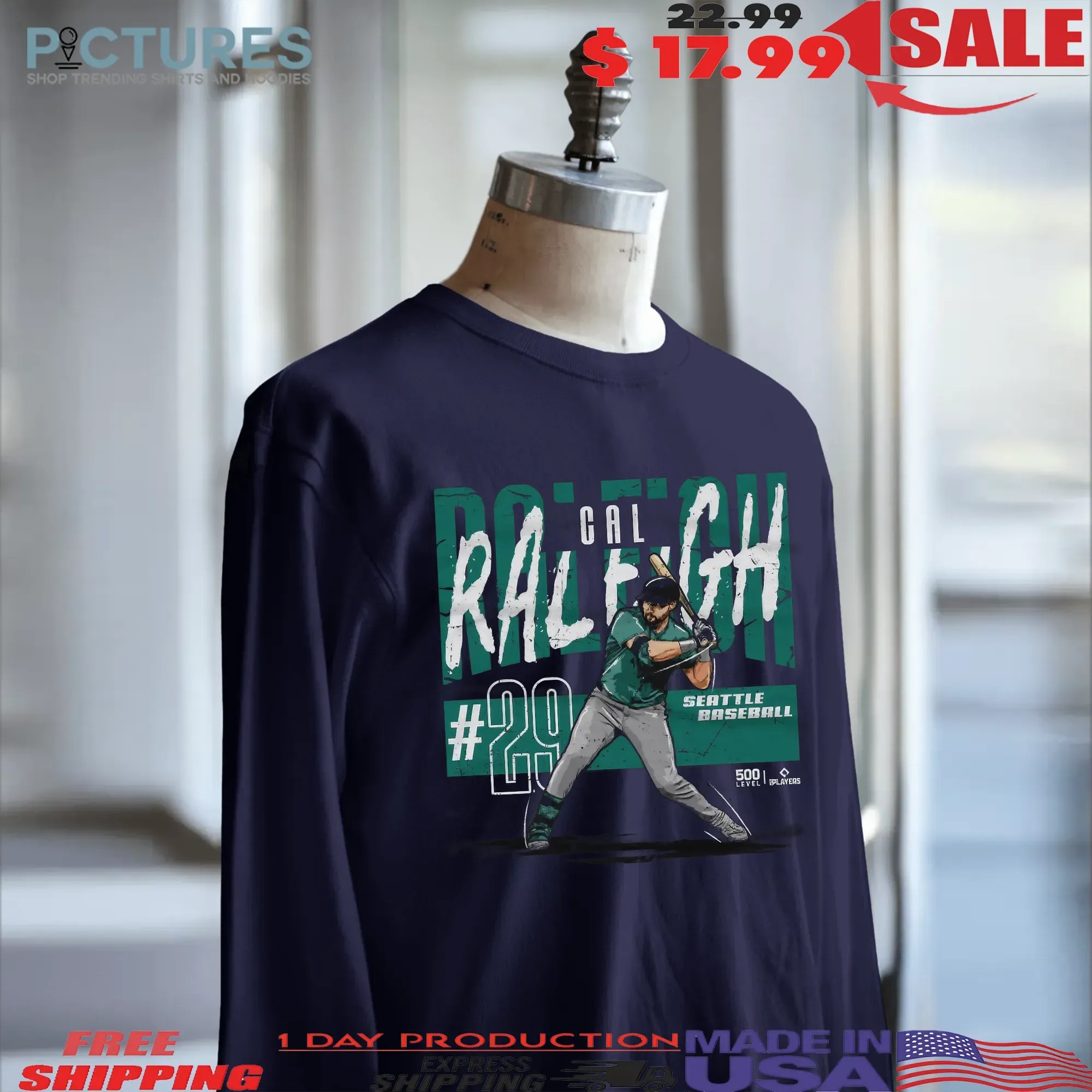 Cal Raleigh Seattle Player Number 29 Name Graphic T Shirt