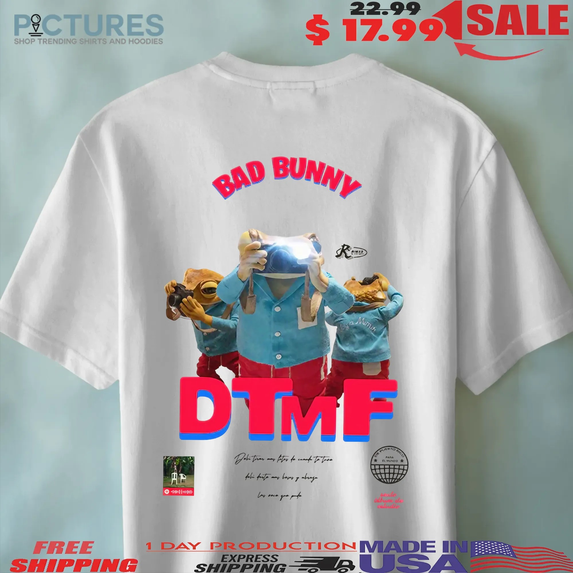 Camiseta Bad Bunny DTMF Latin Music Retro Album Cover para el mundo T Shirt