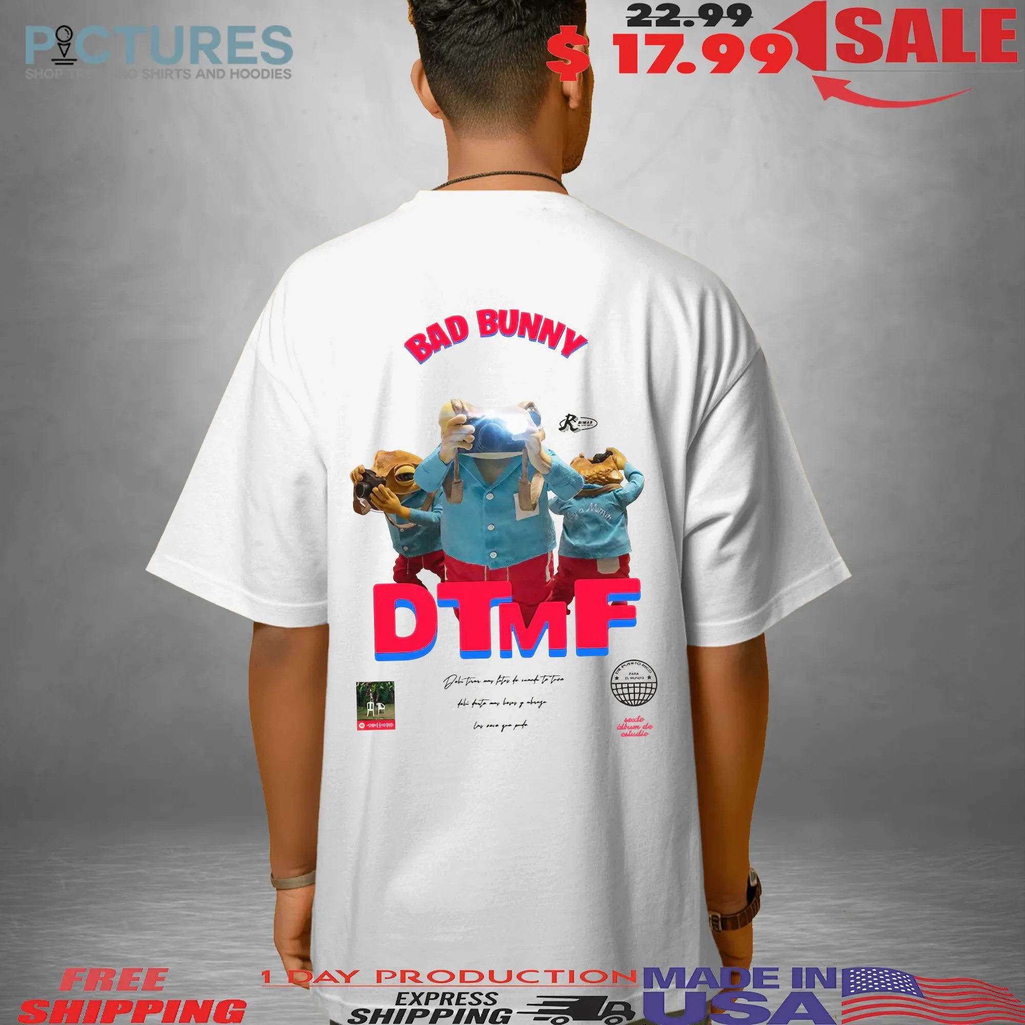 Camiseta Bad Bunny DTMF Latin Music Retro Album Cover para el mundo T Shirt