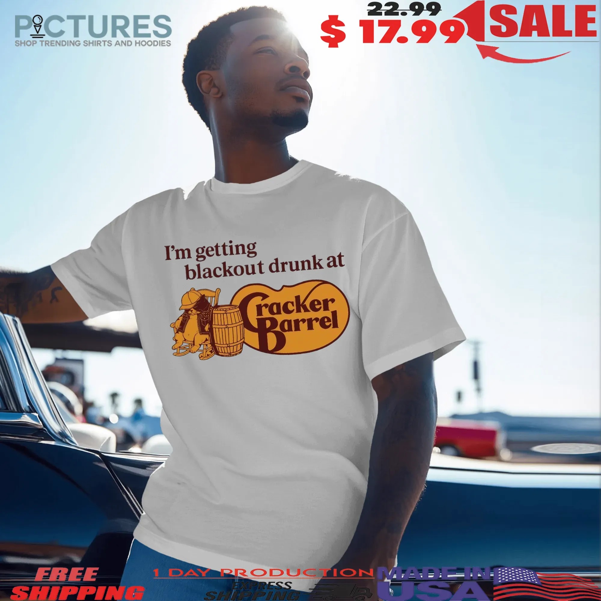 Cat I'm Getting Blackout Drunk At Cracker Barrel Parody Logo T Shirt