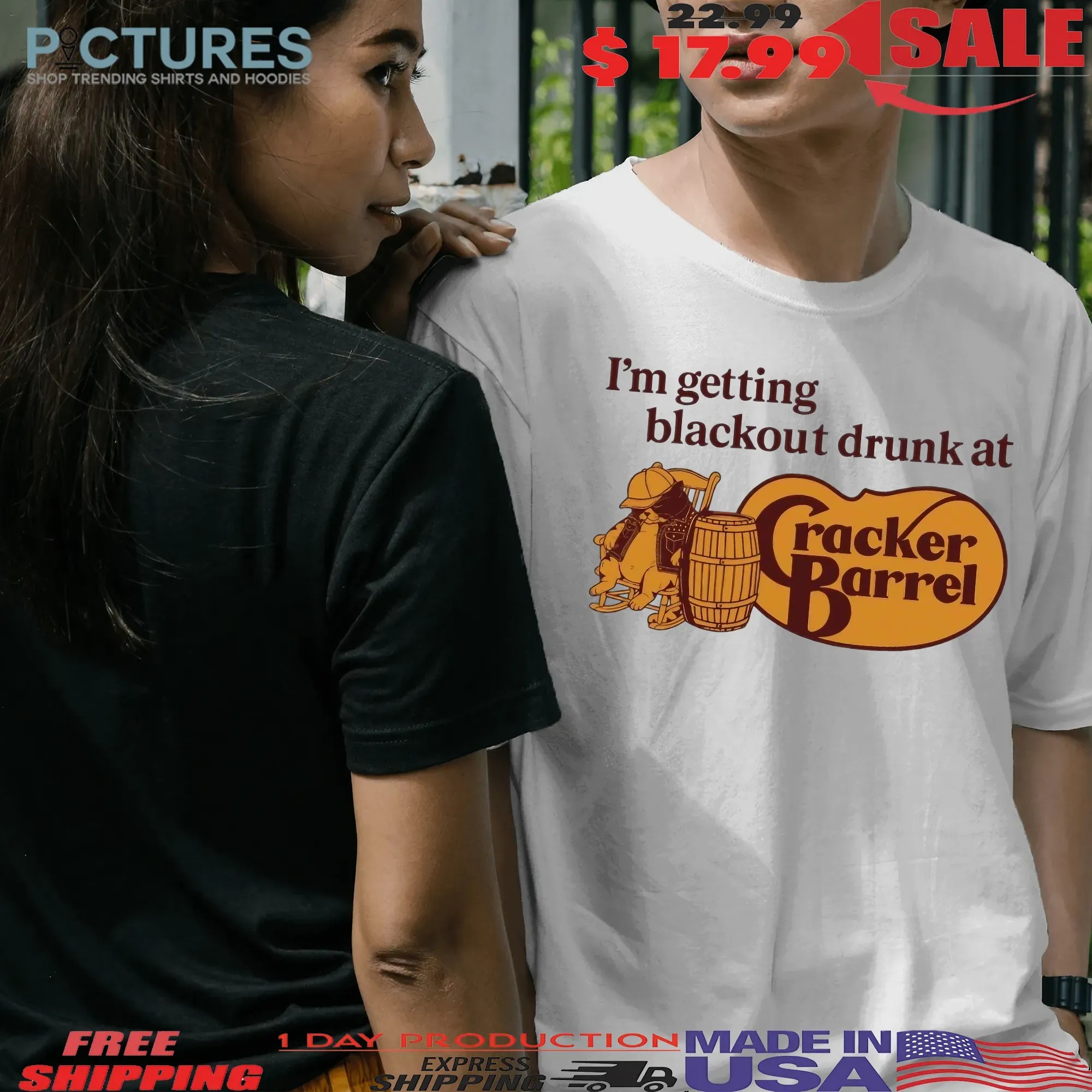 Cat I'm Getting Blackout Drunk At Cracker Barrel Parody Logo T Shirt