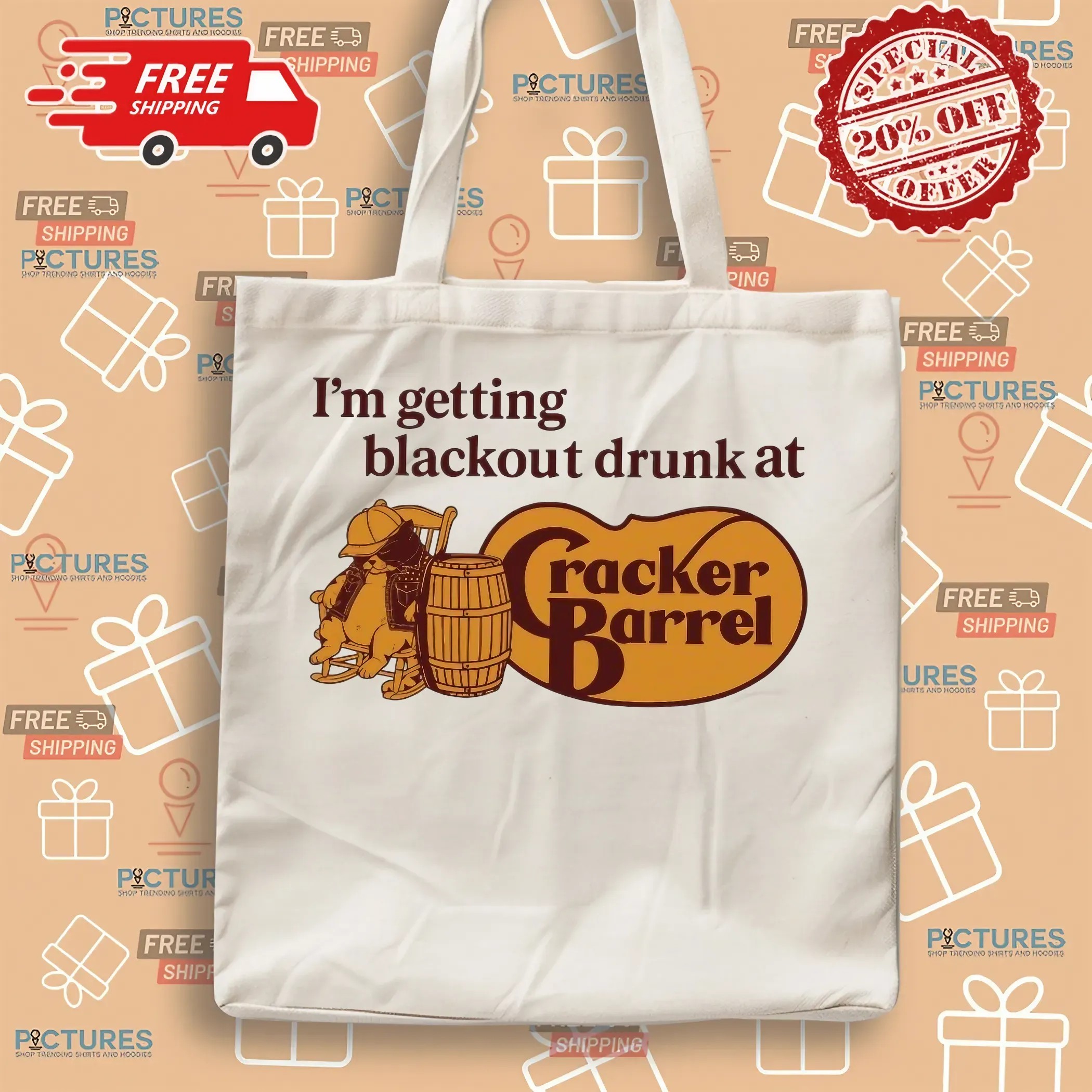 Cat I'm Getting Blackout Drunk At Cracker Barrel Parody Logo T Shirt