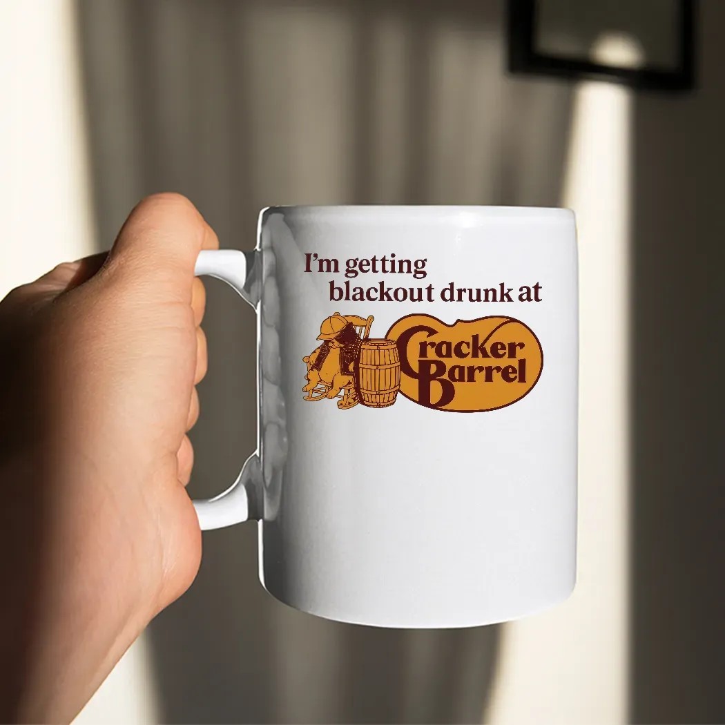 Cat I'm Getting Blackout Drunk At Cracker Barrel Parody Logo T Shirt