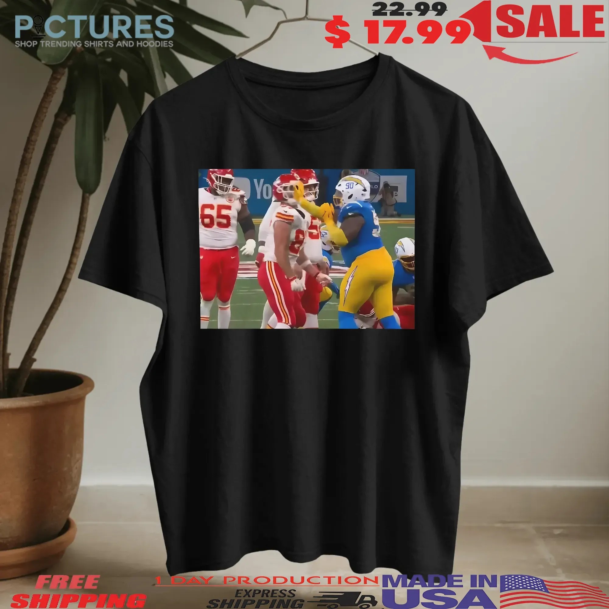 Chargers Player Slapped Travis Kelce In The Face Photo T Shirt