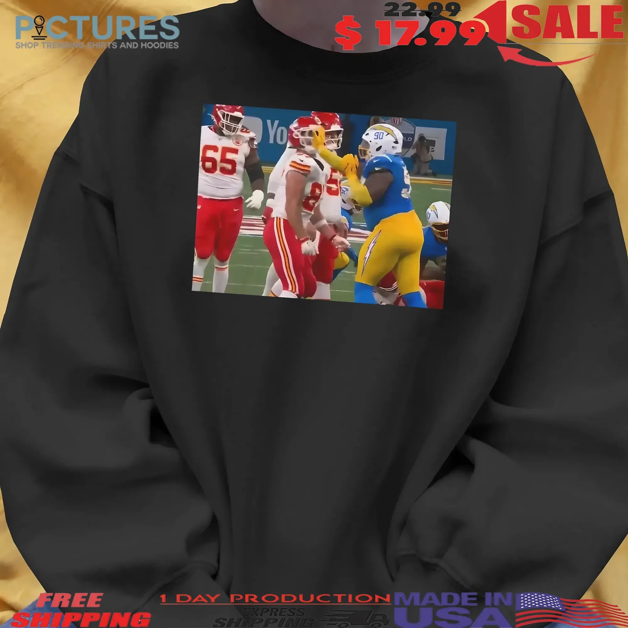 Chargers Player Slapped Travis Kelce In The Face Photo T Shirt