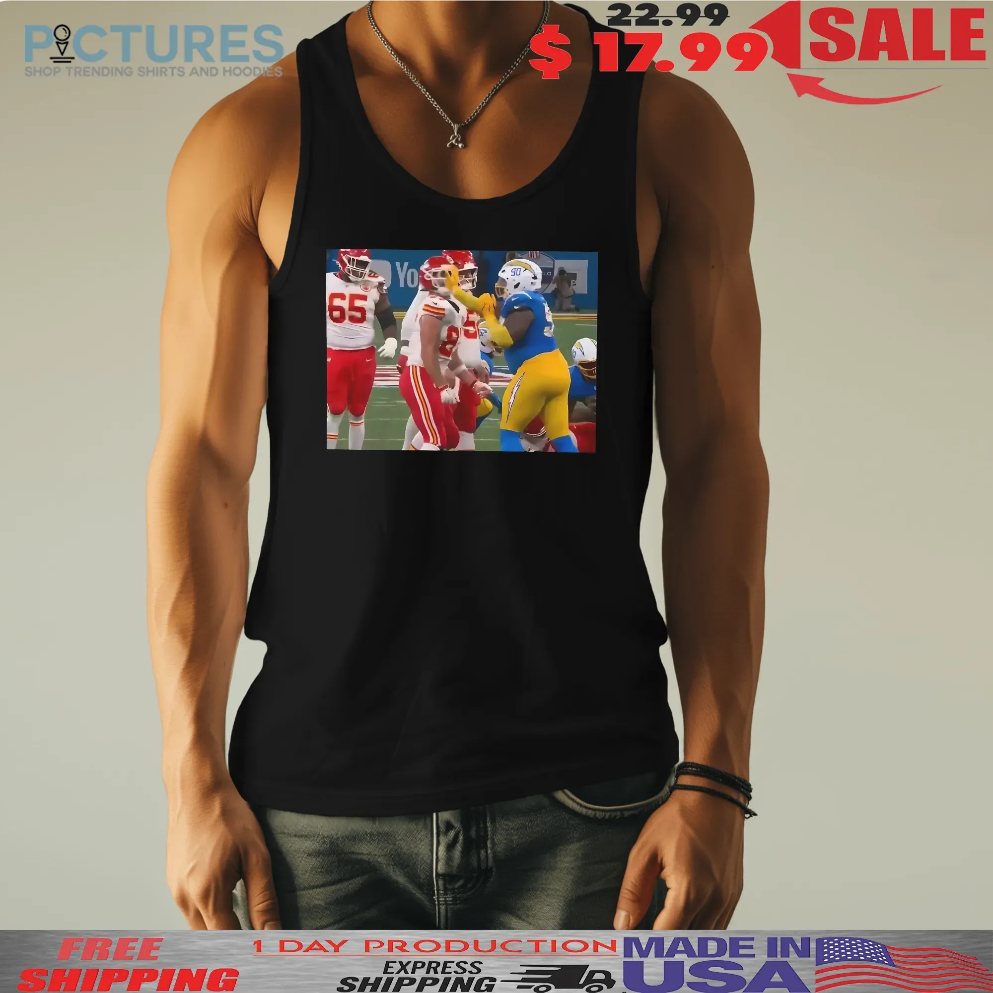 Chargers Player Slapped Travis Kelce In The Face Photo T Shirt