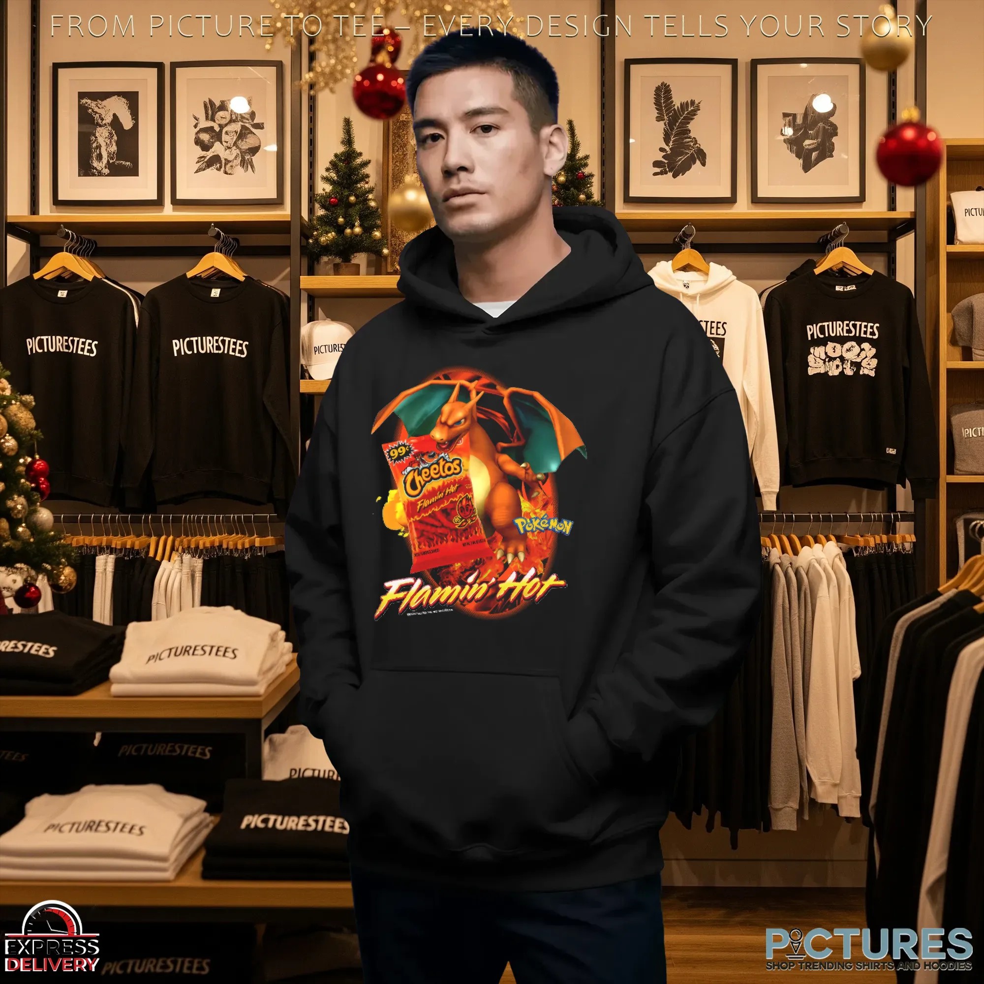 Charizard Pokémon Cheetos Flamin' Hot Anime Fans and Retro Snack Lovers Mashup T Shirt