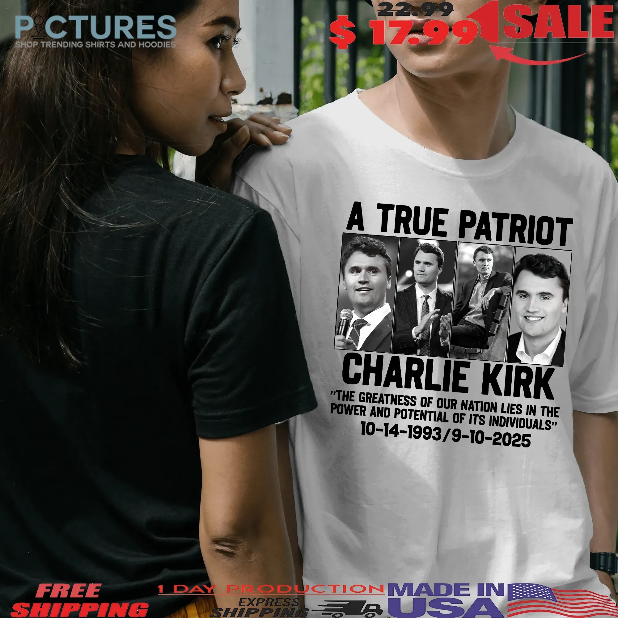 Charlie Kirk A True Patriot The Greatness Of Our Nation Lies In The Power And Potential Of Its Individuals 1993 2025 T Shirt