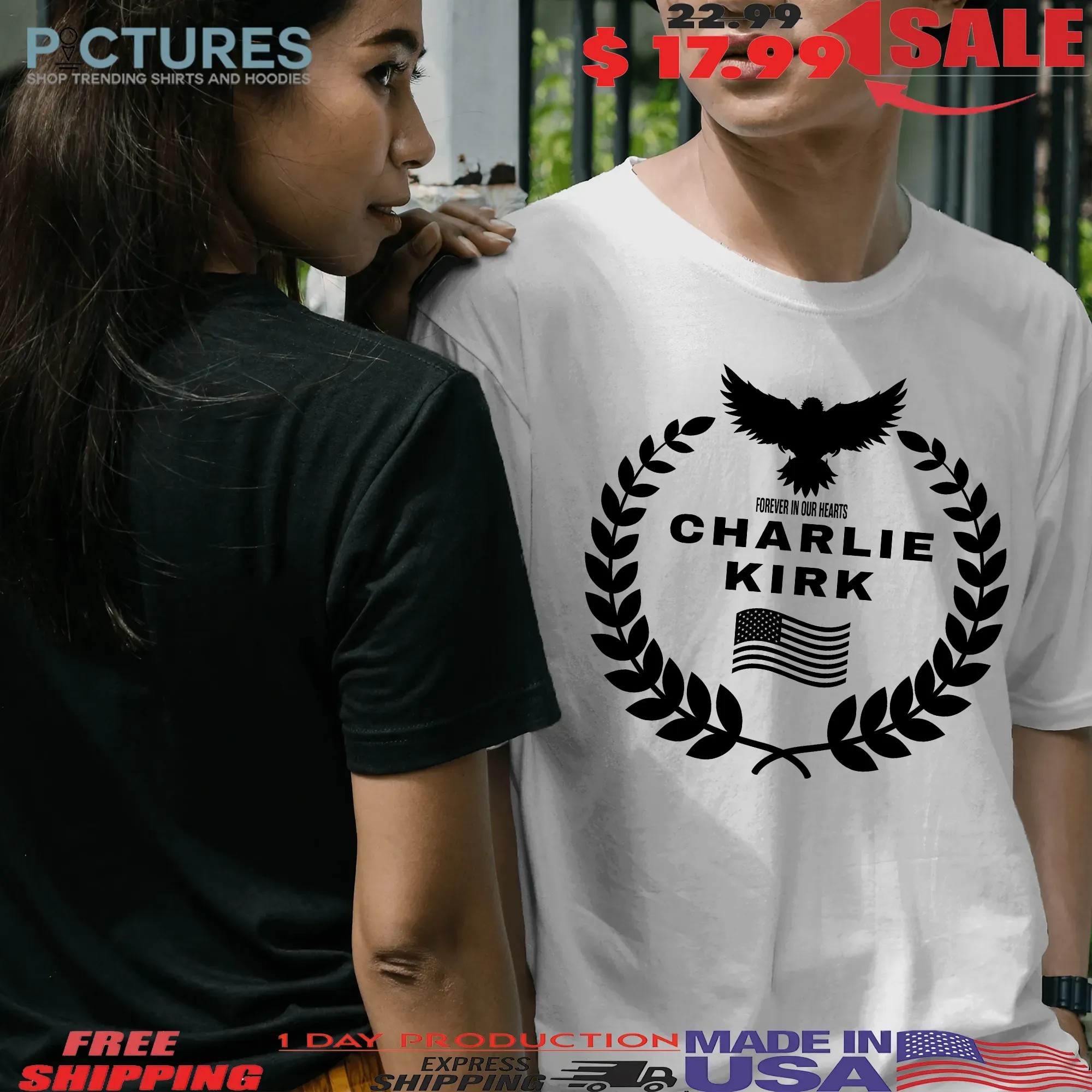 Charlie Kirk Forever In Our Hearts Memorial T Shirt