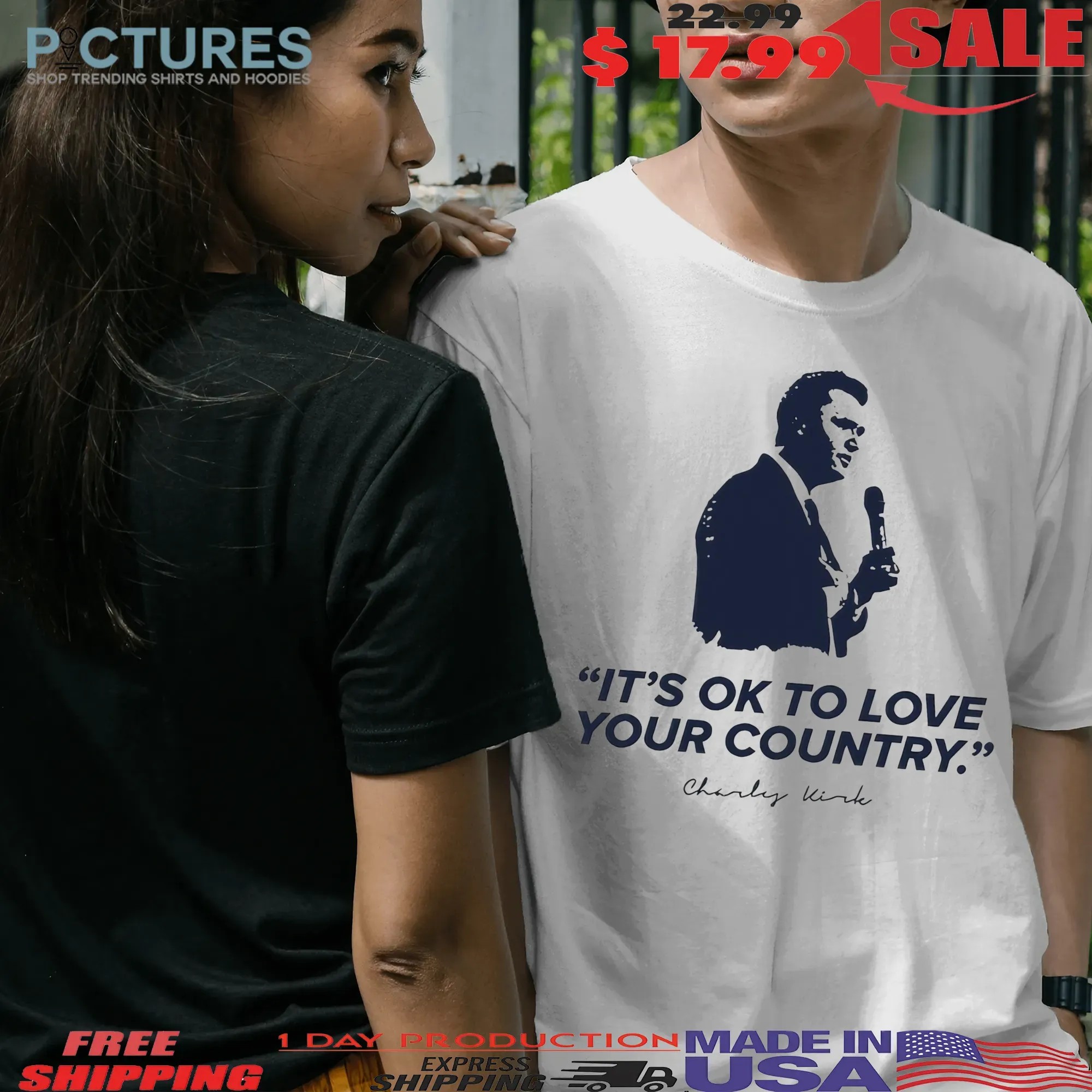 Charlie Kirk It's Ok To Love Your Country Memorial T Shirt