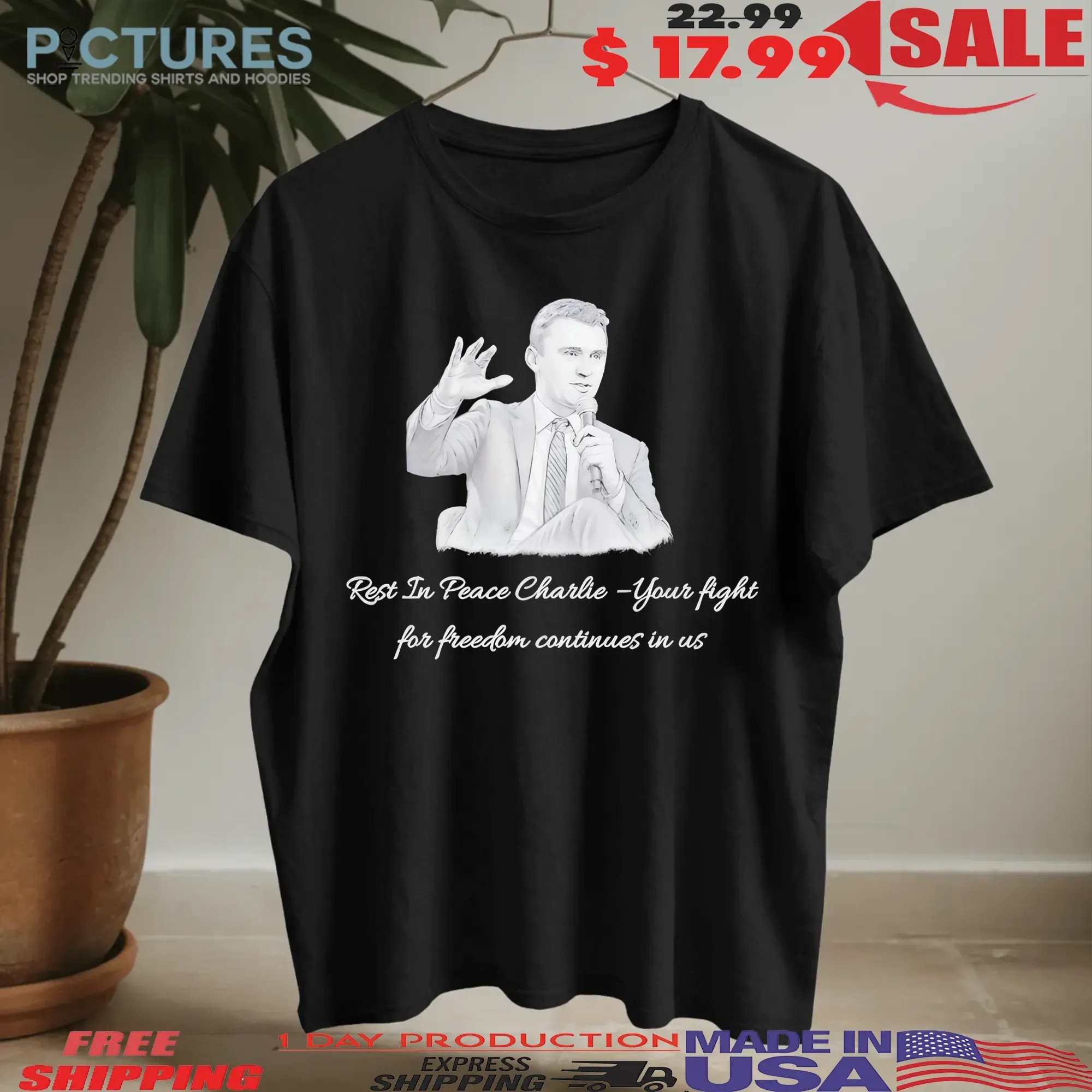Charlie Kirk Rest In Peace Charlie Your Fight For Freedom Continue In Us T Shirt