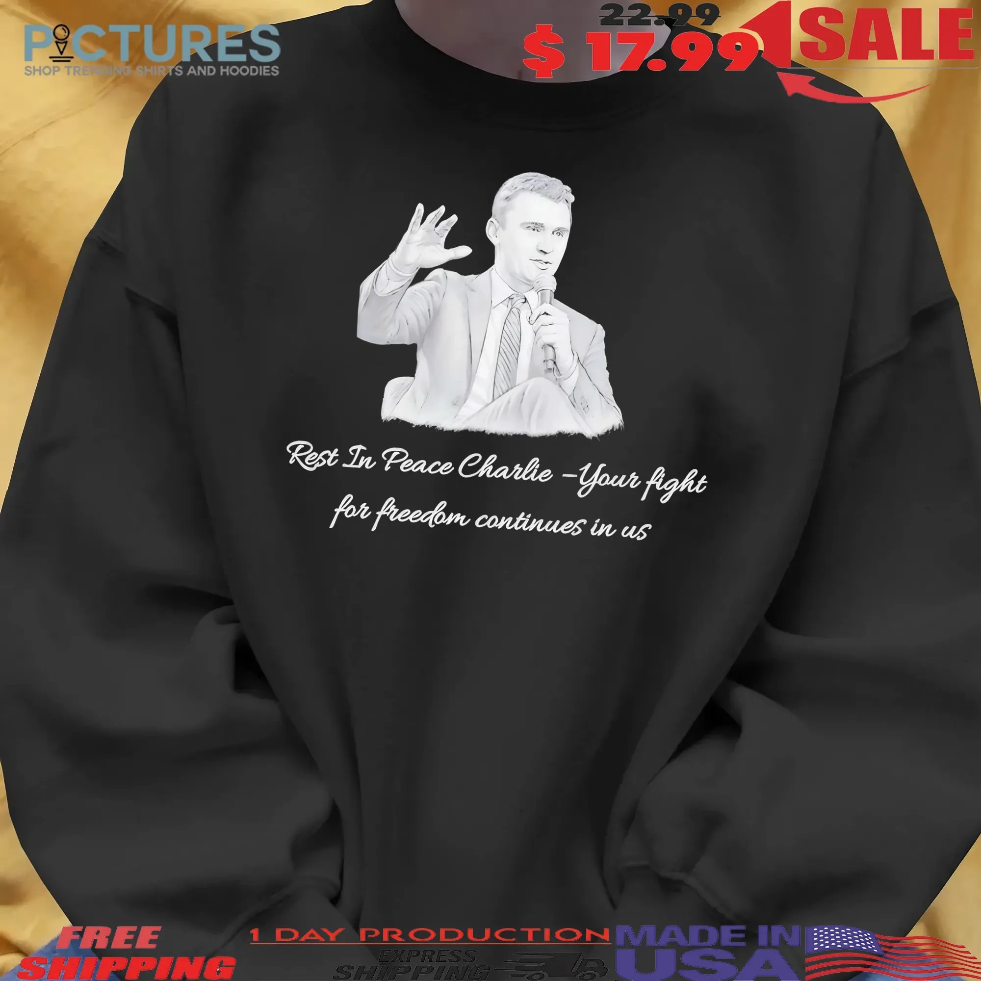 Charlie Kirk Rest In Peace Charlie Your Fight For Freedom Continue In Us T Shirt