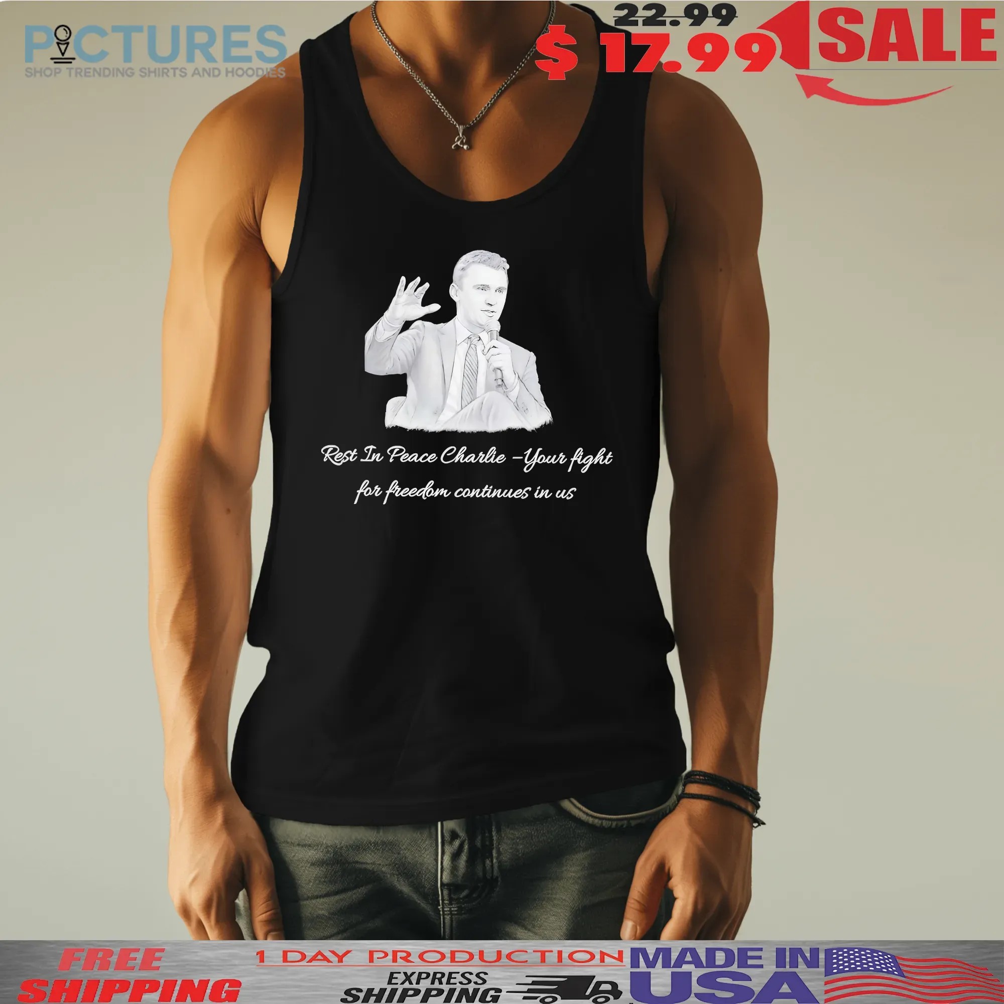 Charlie Kirk Rest In Peace Charlie Your Fight For Freedom Continue In Us T Shirt