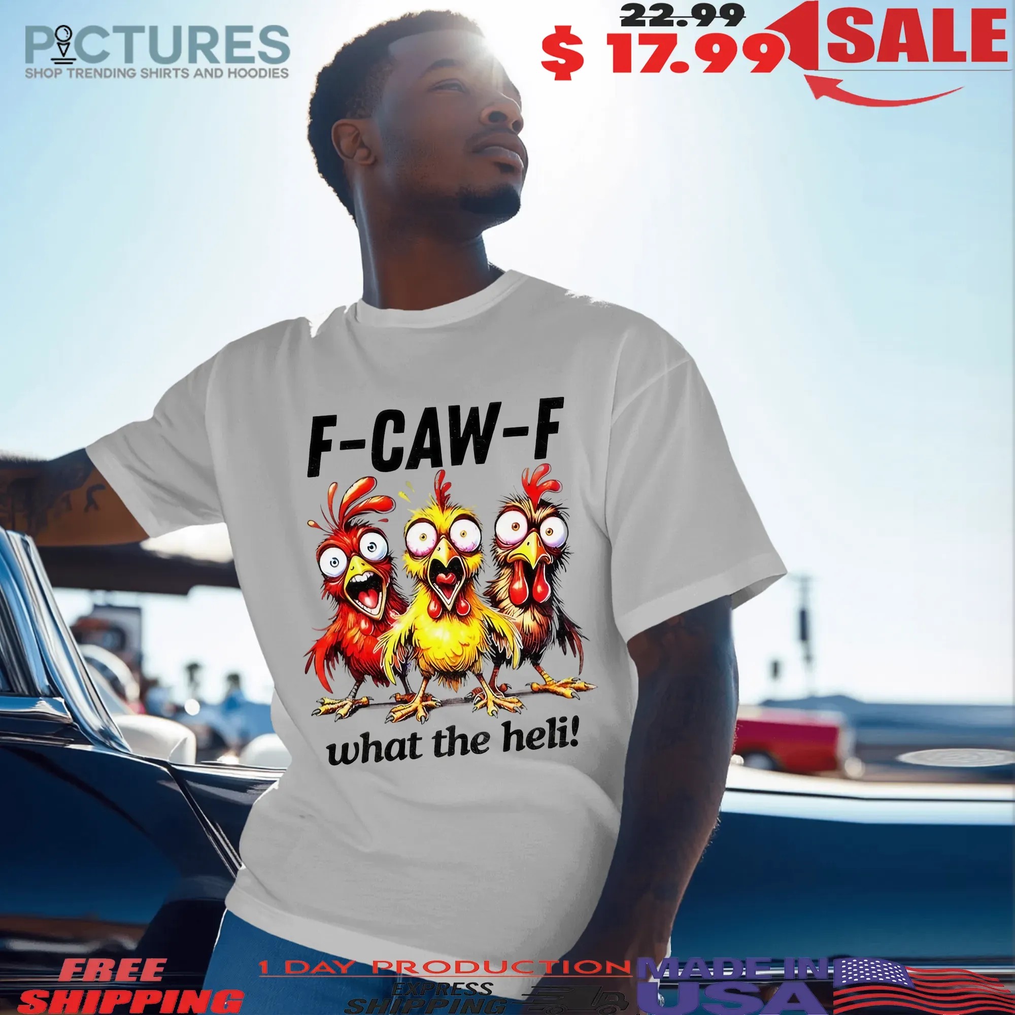 Chicken F-caw-f What The Heli Silly Farm Animal T Shirt
