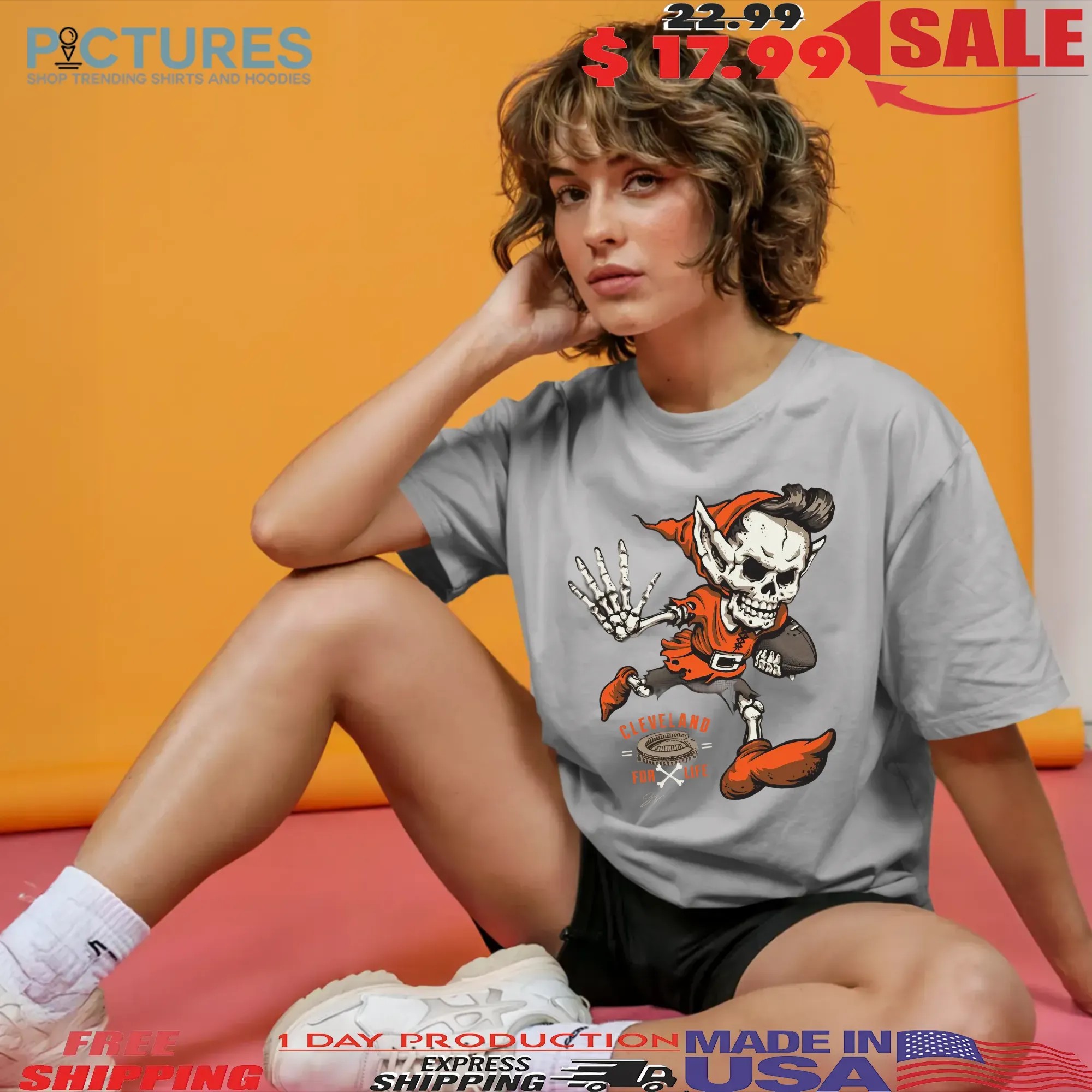 Cleveland For Life Skeleton Elf Halloween T Shirt