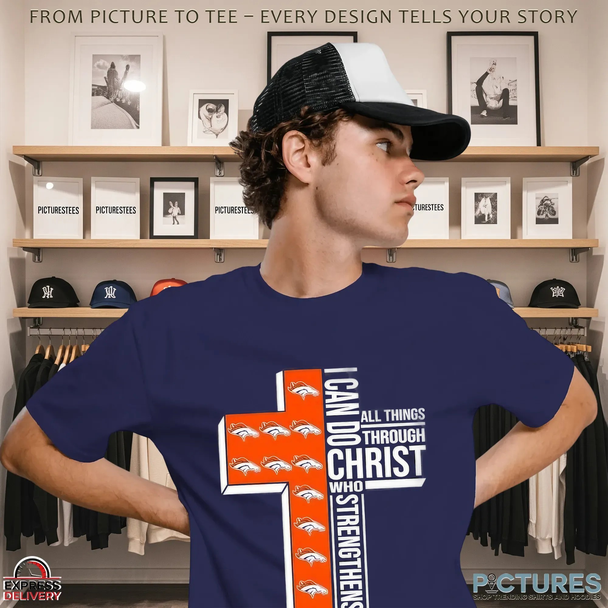 Cross I Can Do All Things Through Christ Who Strengthens Me Denver Broncos Christian Football Fan T Shirt