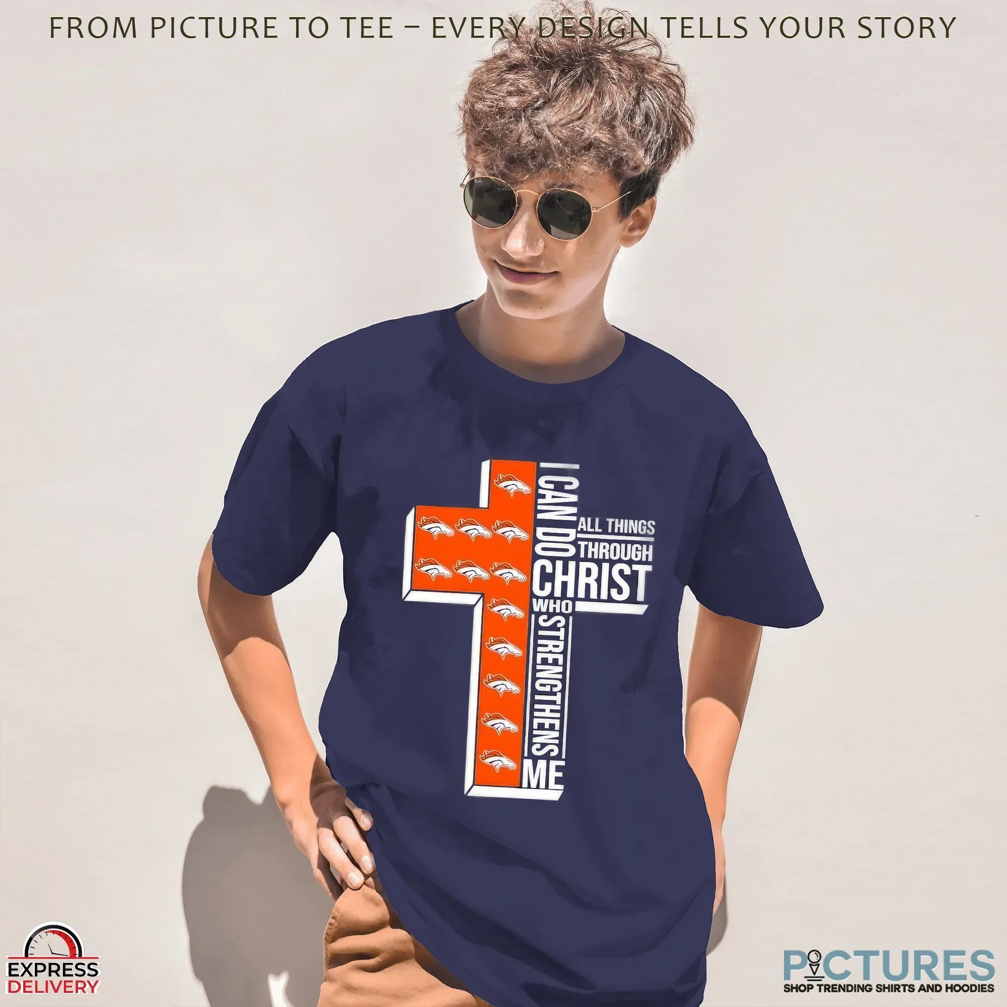 Cross I Can Do All Things Through Christ Who Strengthens Me Denver Broncos Christian Football Fan T Shirt