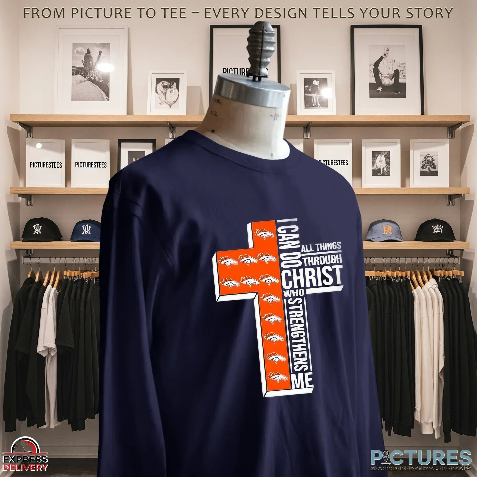 Cross I Can Do All Things Through Christ Who Strengthens Me Denver Broncos Christian Football Fan T Shirt
