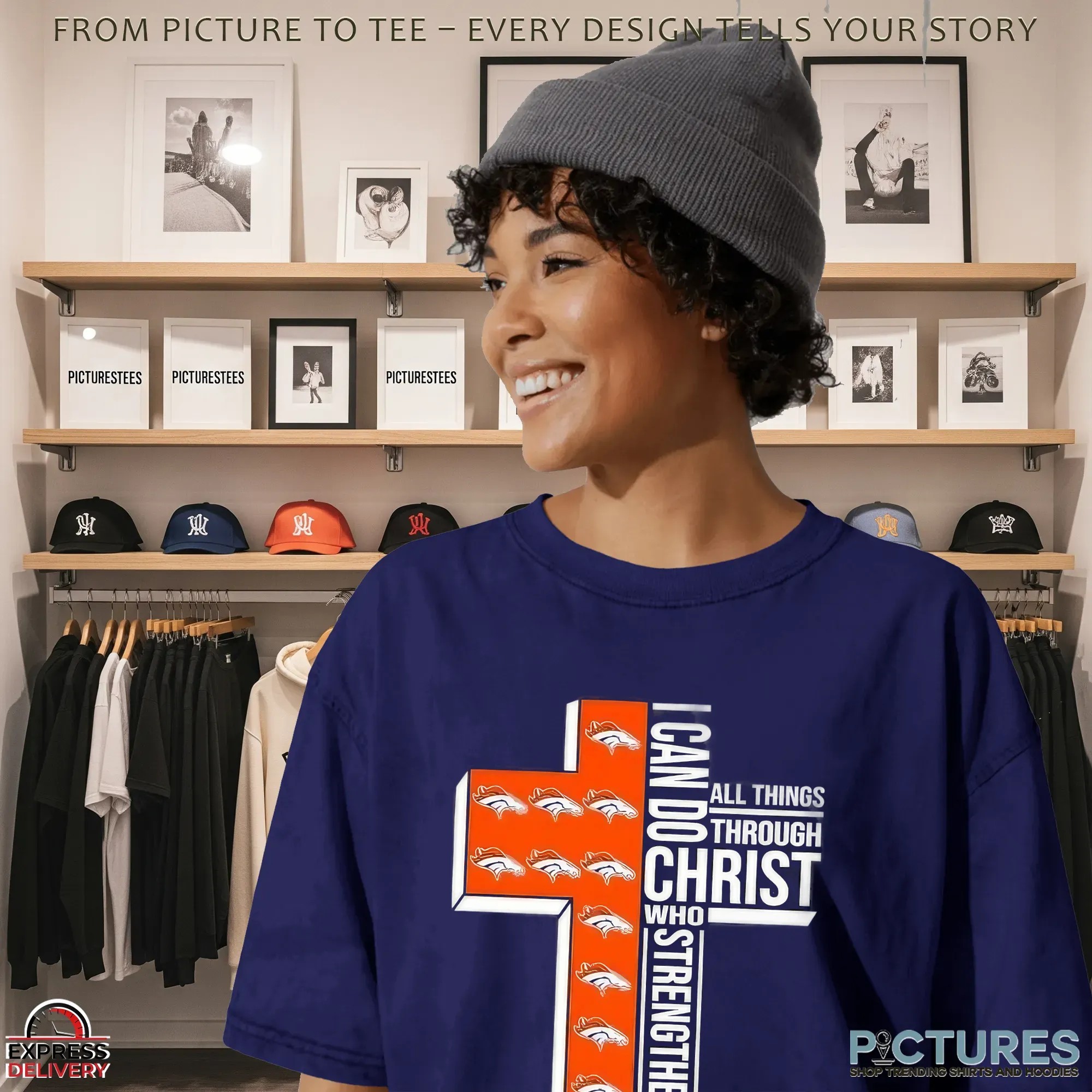 Cross I Can Do All Things Through Christ Who Strengthens Me Denver Broncos Christian Football Fan T Shirt